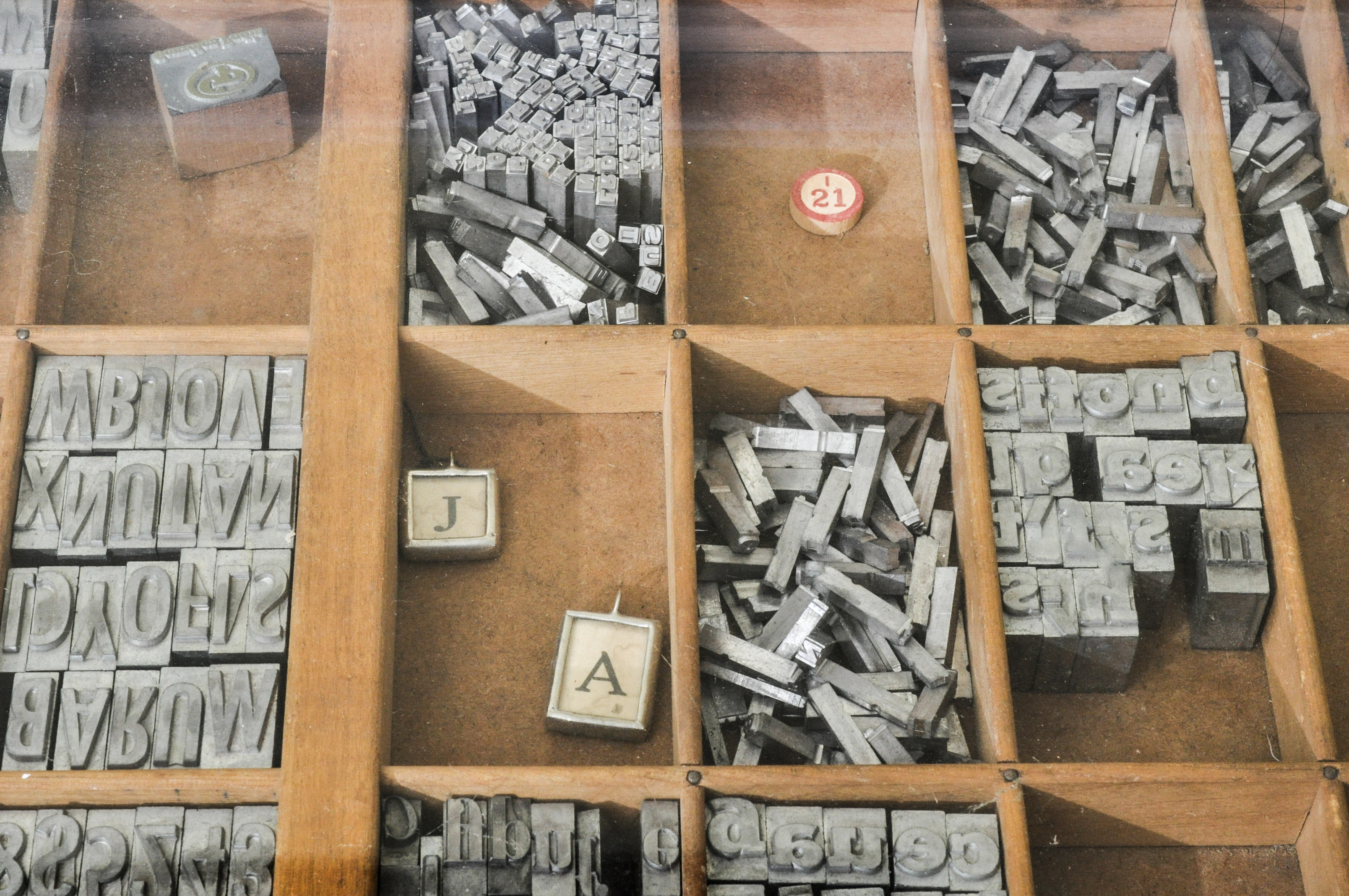 Letterpress Table Top on a Metal Base