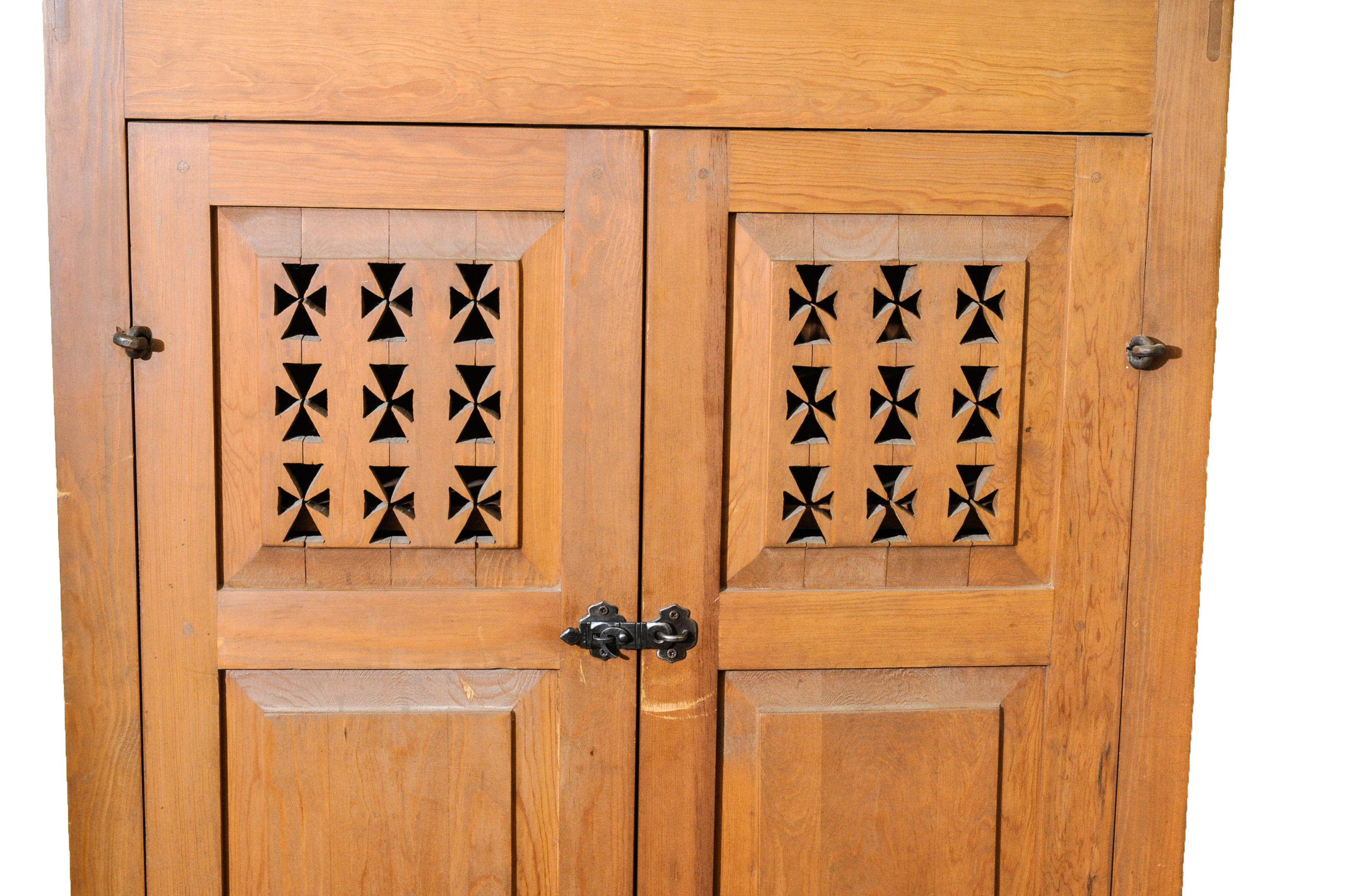 Pine Cabinet with Hand Cut Maltese Crosses