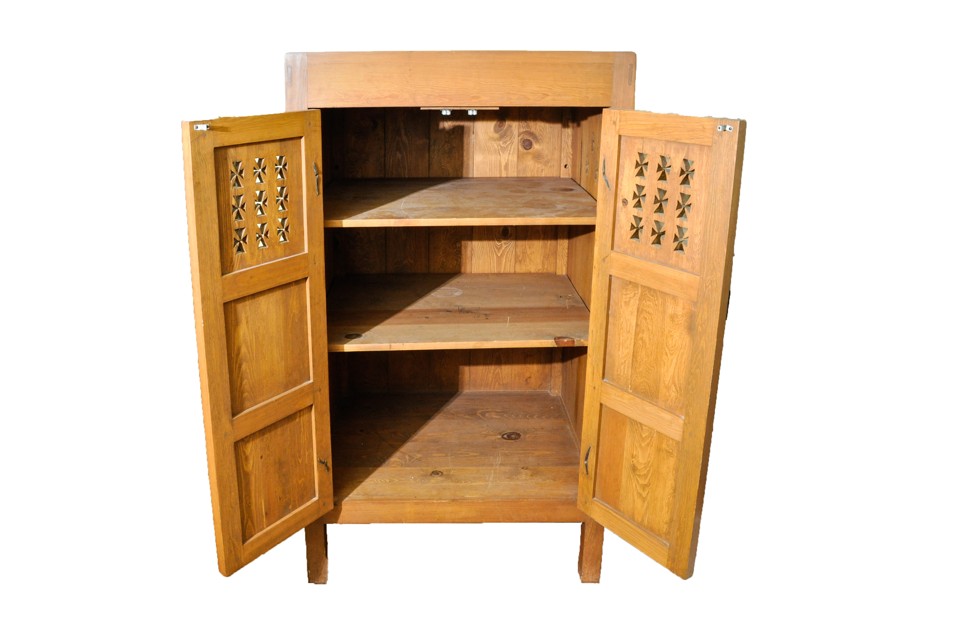 Pine Cabinet with Hand Cut Maltese Crosses