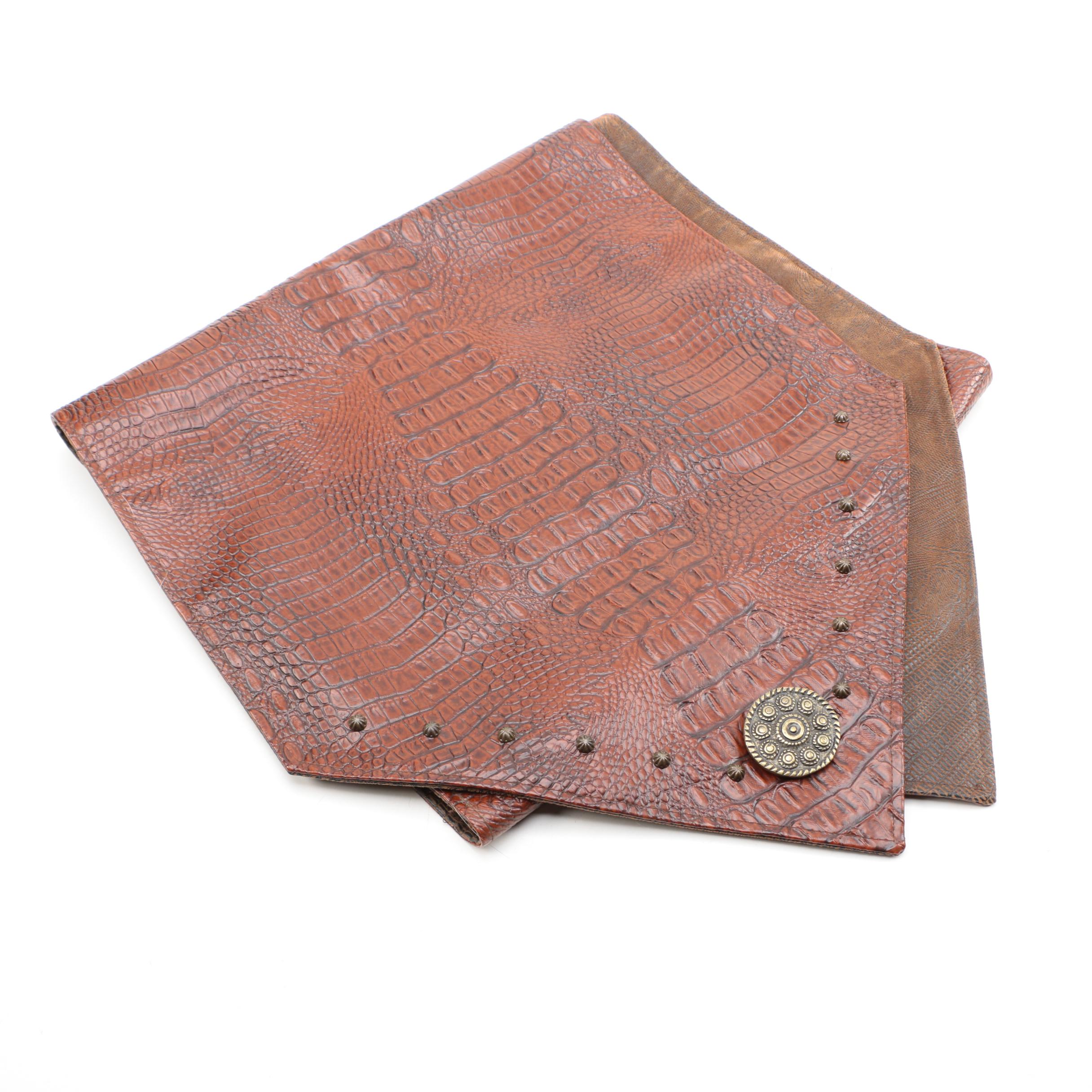 Reptile Embossed Leather Table Runner