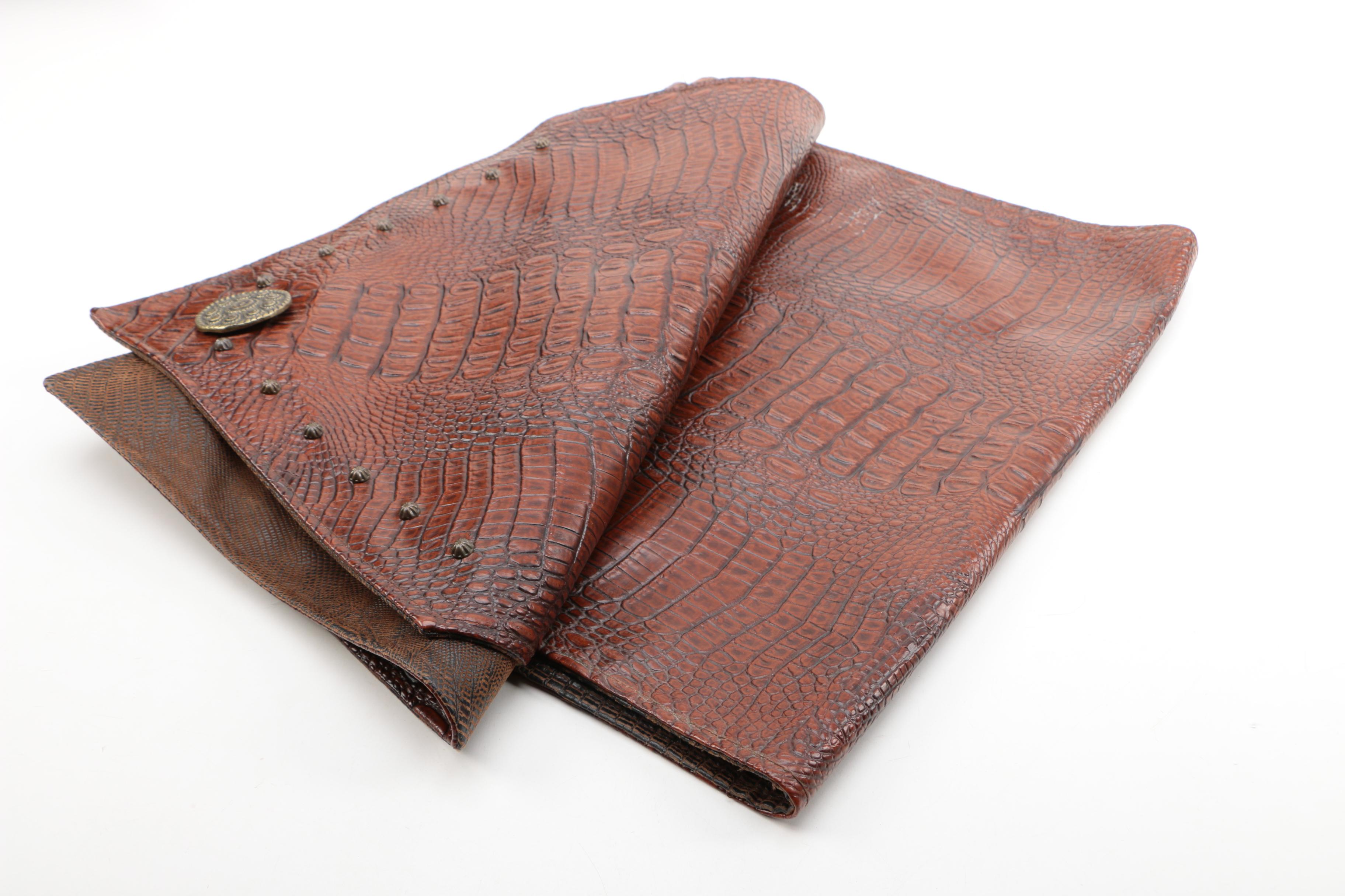 Reptile Embossed Leather Table Runner