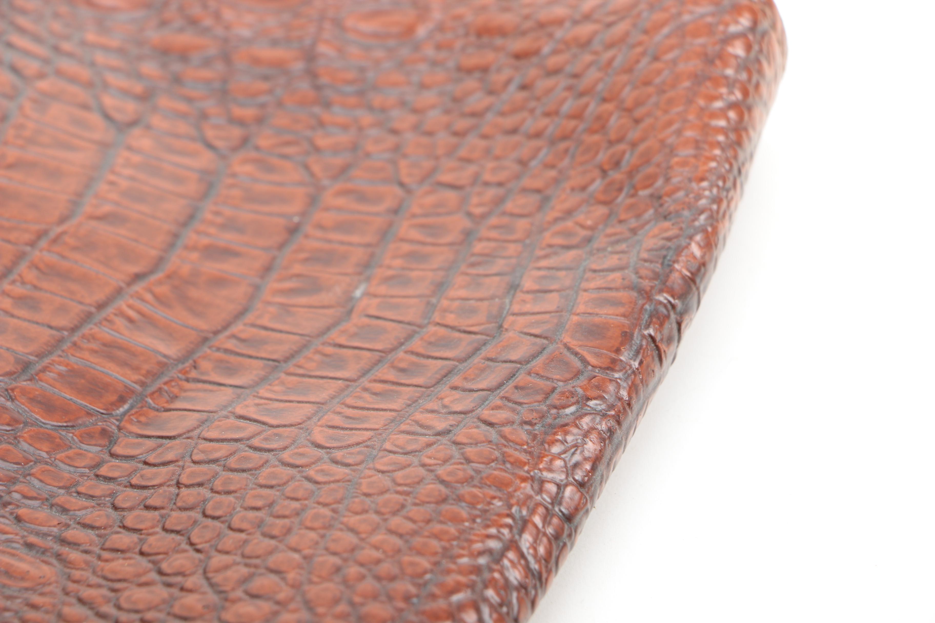 Reptile Embossed Leather Table Runner