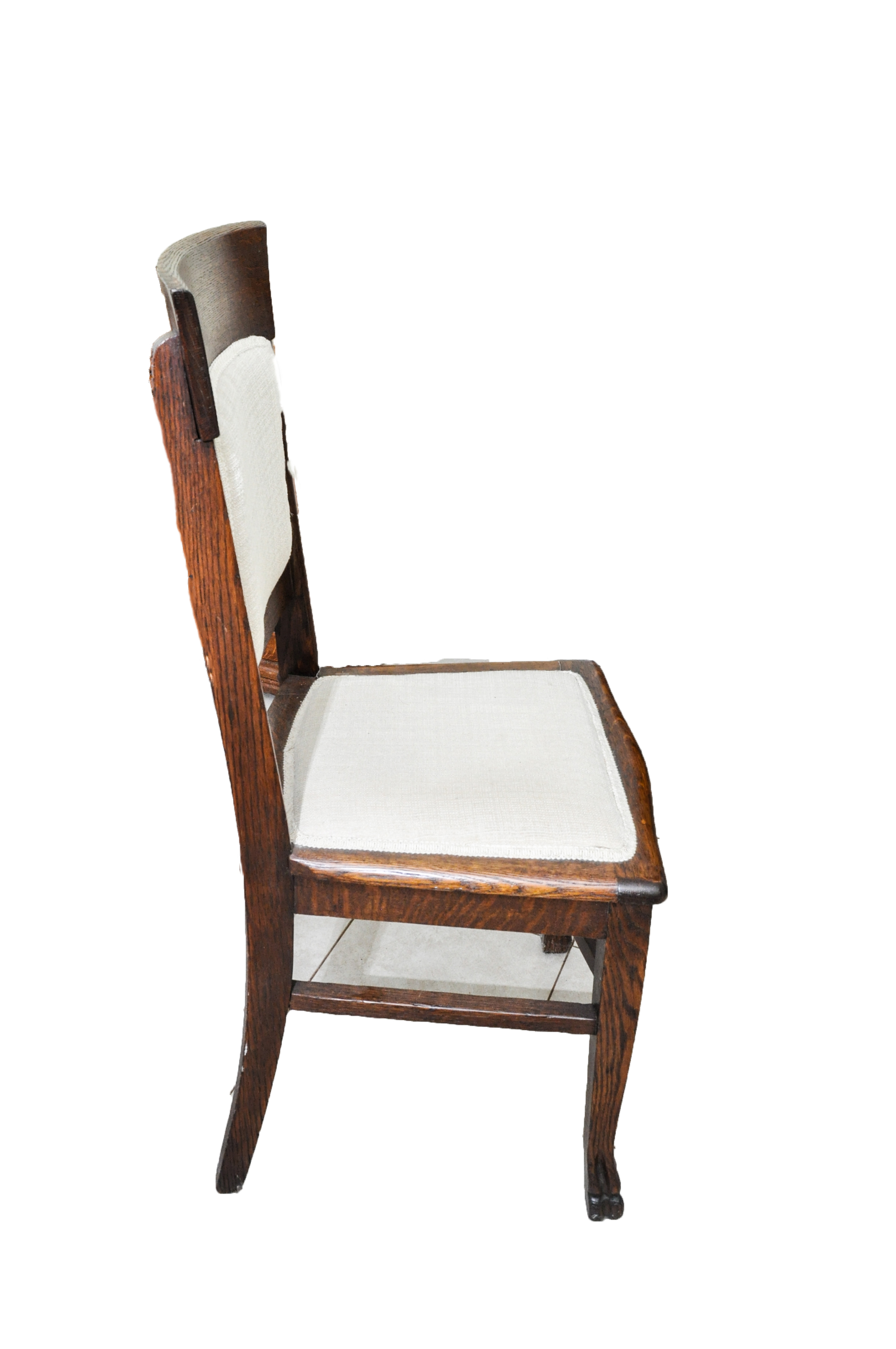 Antique American Late Federal Carved Mahogany Table with Two Oak Chairs