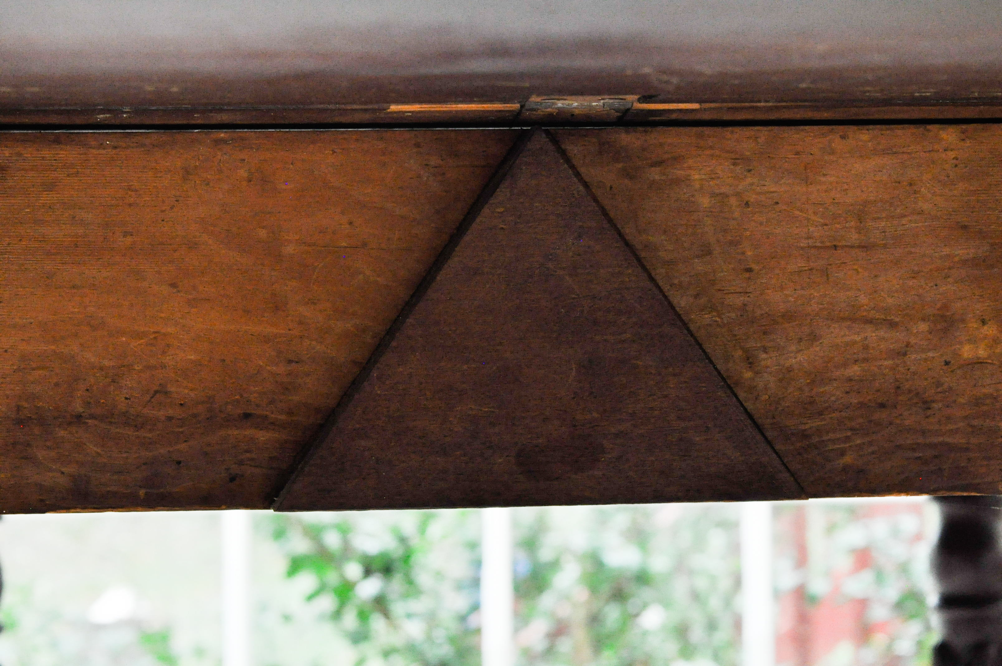 Antique American Late Federal Carved Mahogany Table with Two Oak Chairs