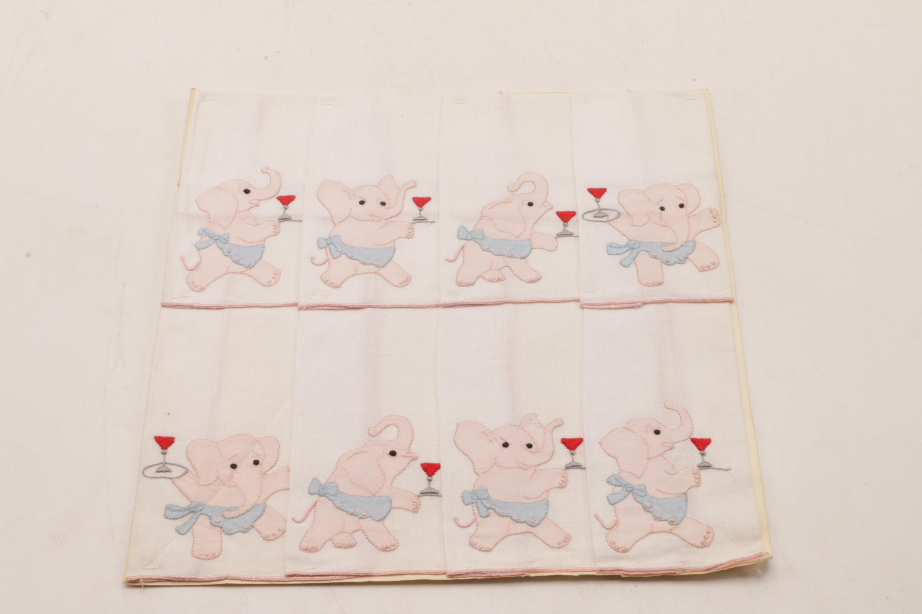 Novelty Cloth Napkins with Elephants