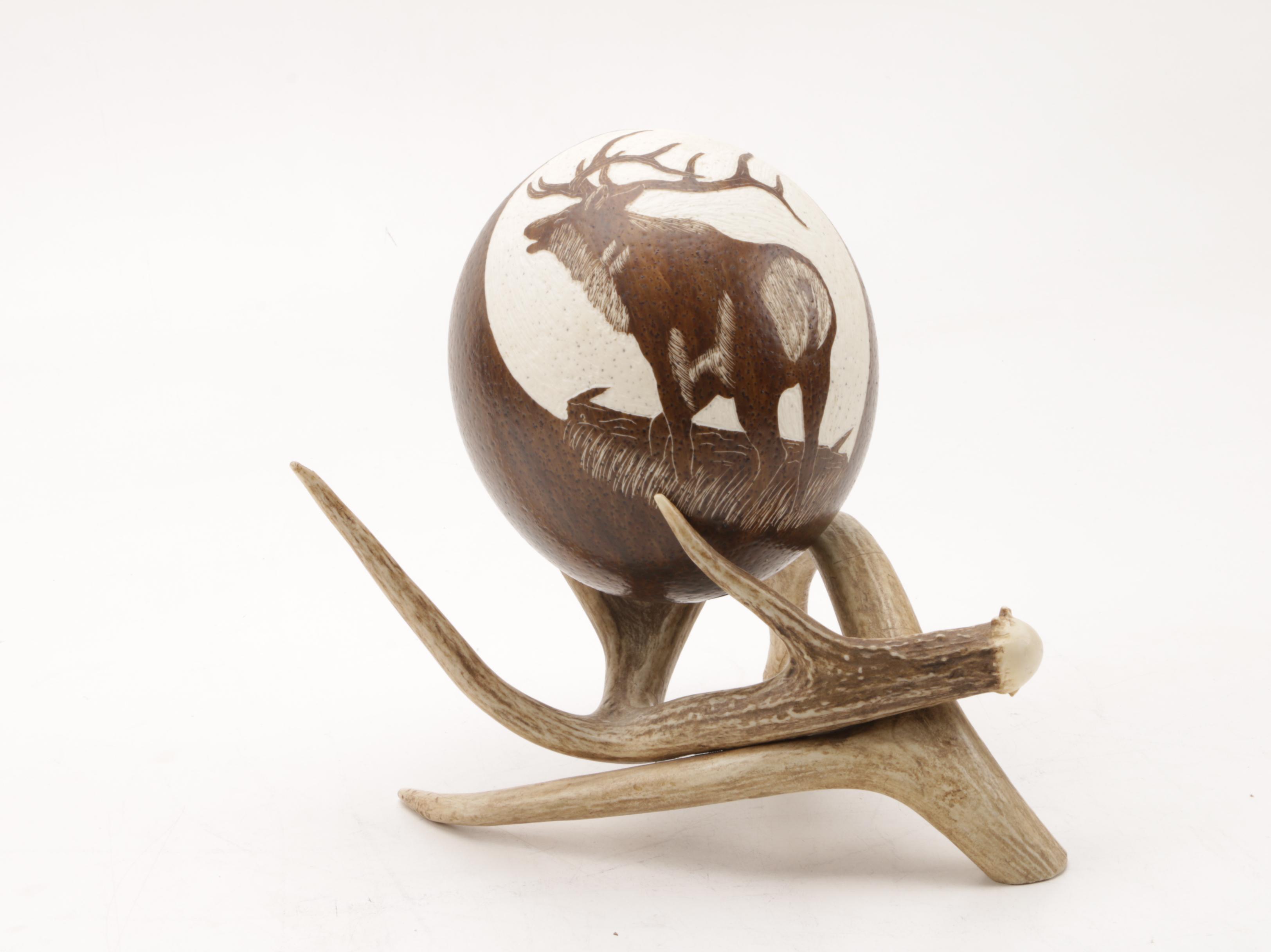 Porcelain Elk Art and Antler Decor