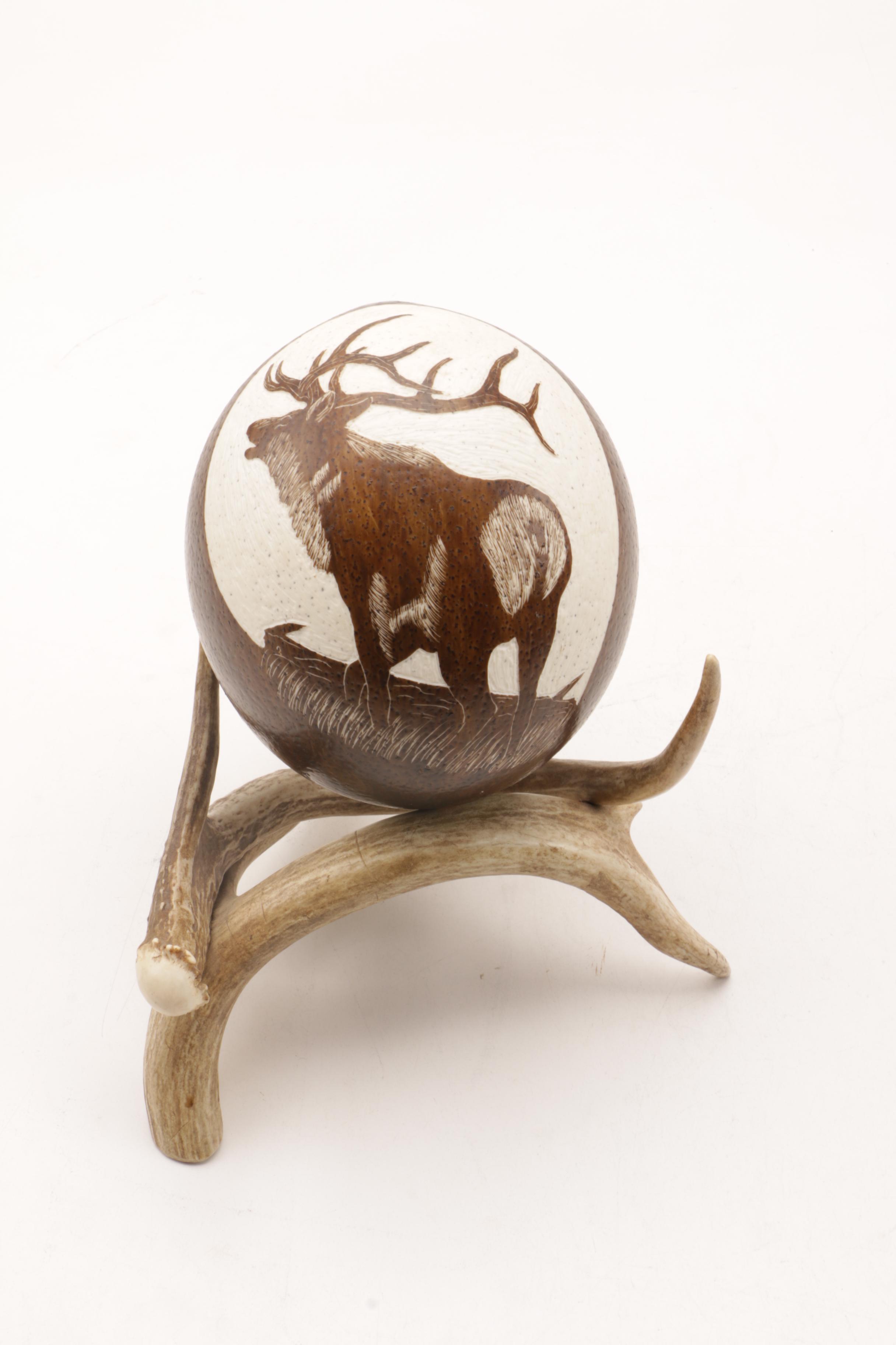 Porcelain Elk Art and Antler Decor