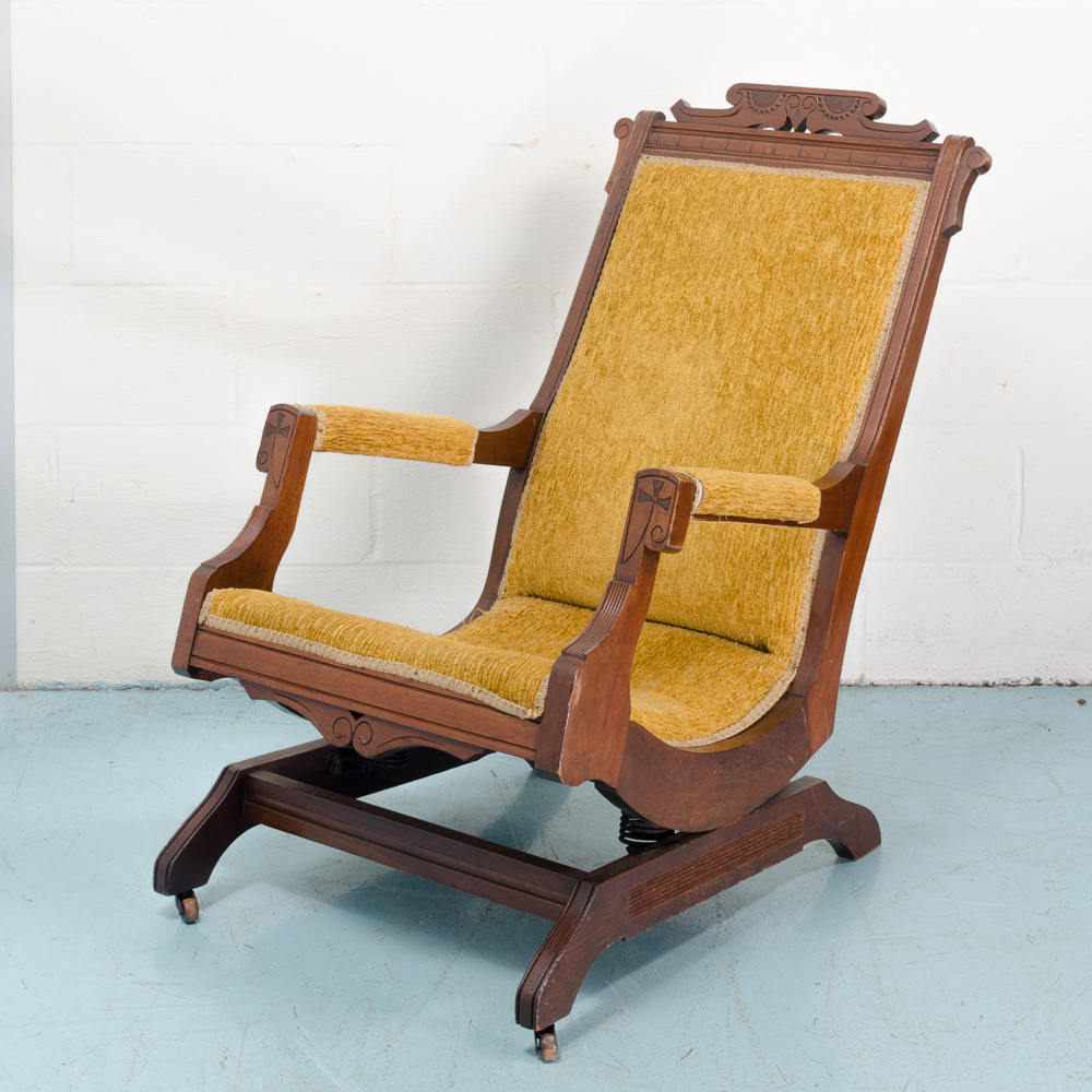Antique Walnut Eastlake Platform Rocker