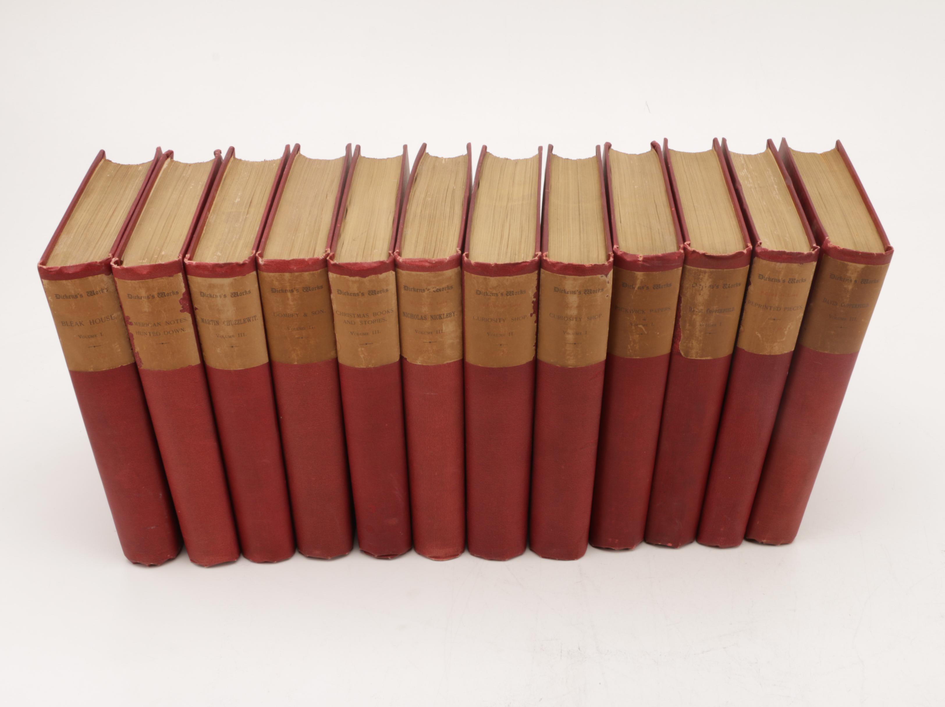 1890 Twelve Edition de Luxe Volumes of Charles Dickens' Works