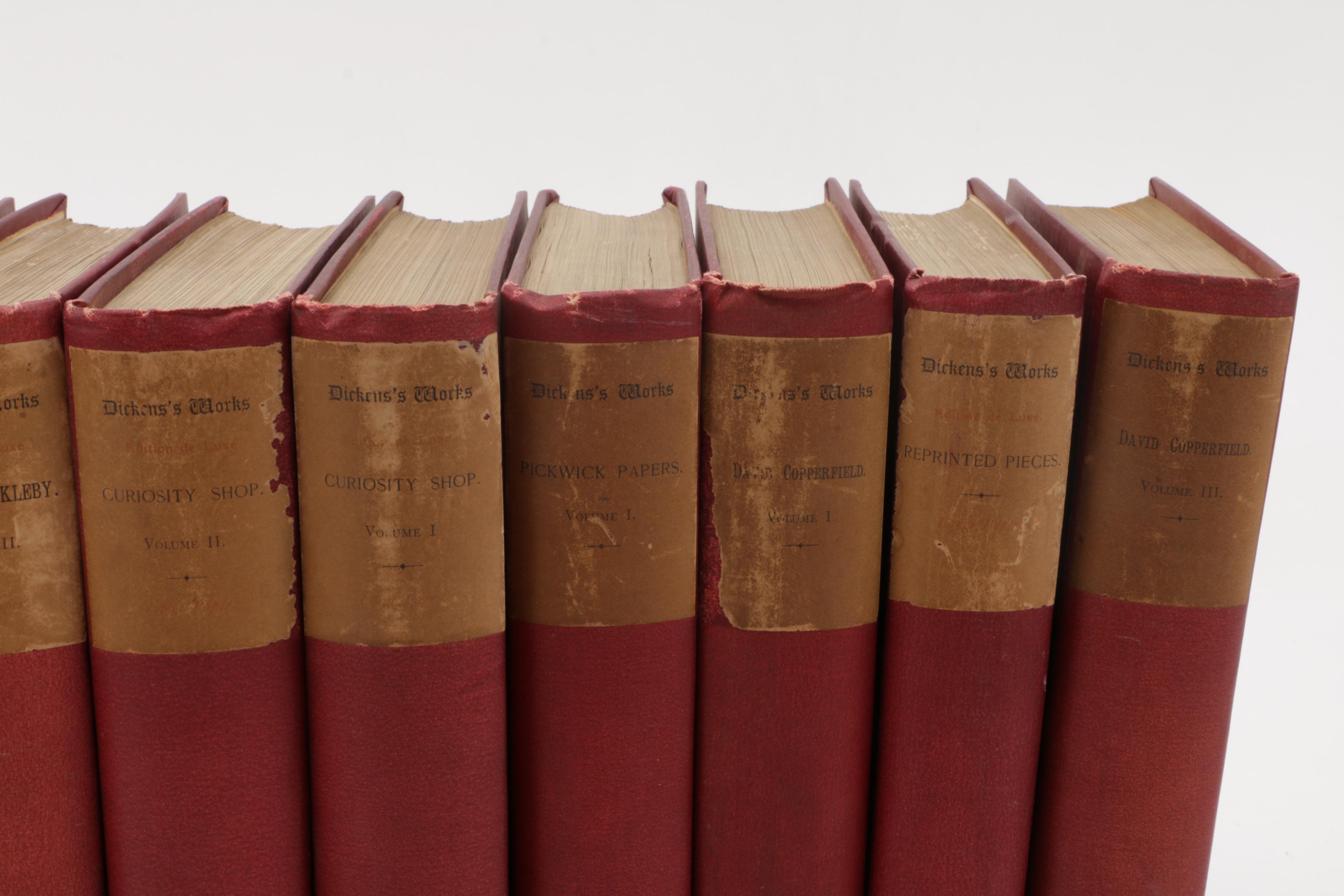 1890 Twelve Edition de Luxe Volumes of Charles Dickens' Works