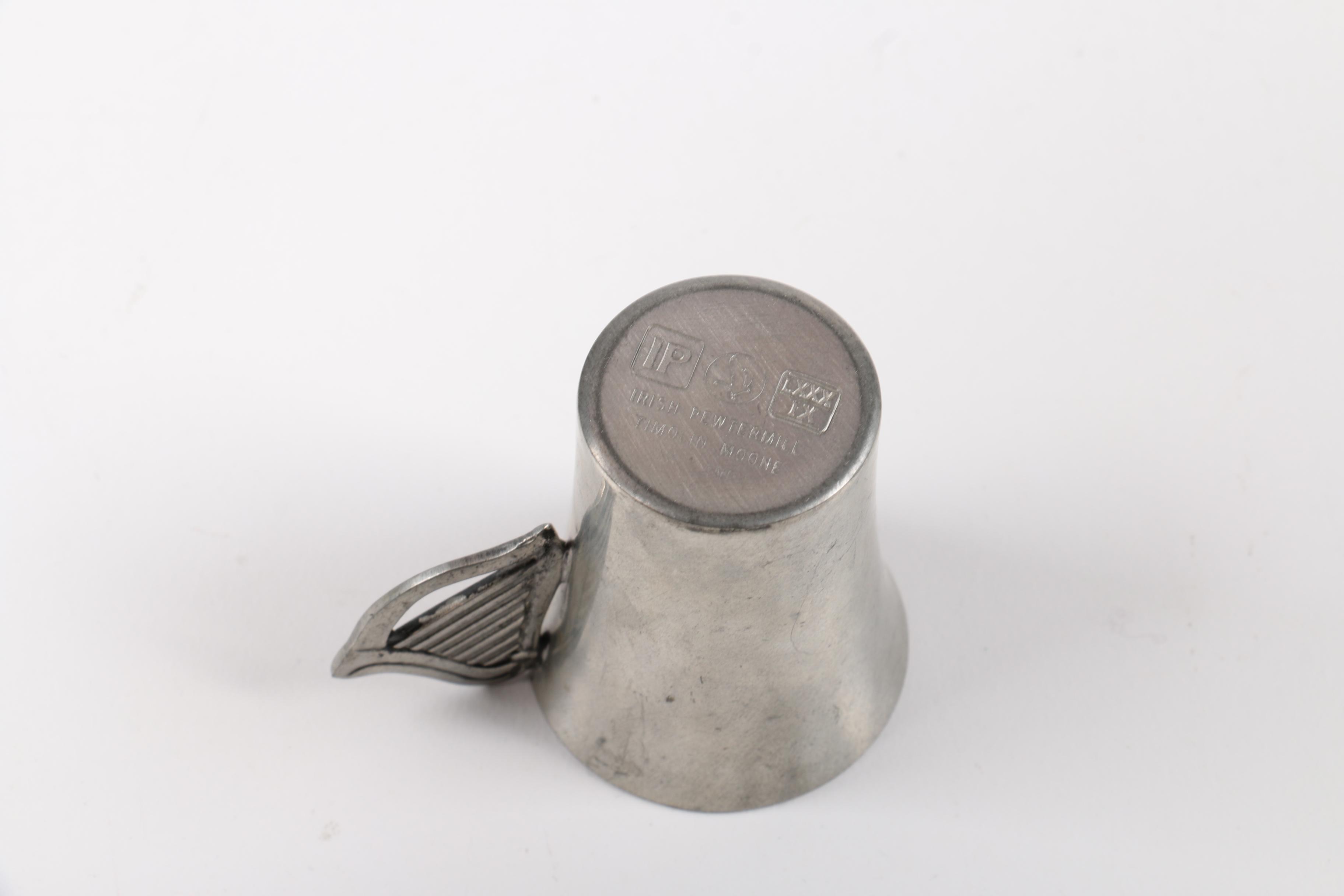 Salt and Pepper Shakers, Stirrup Cup, and Irish Pewtermill Cup
