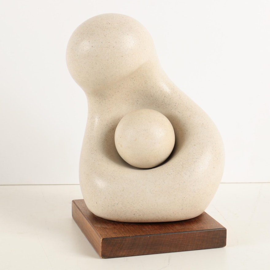Walter Hannula Stone Sculpture "Mother and Child"