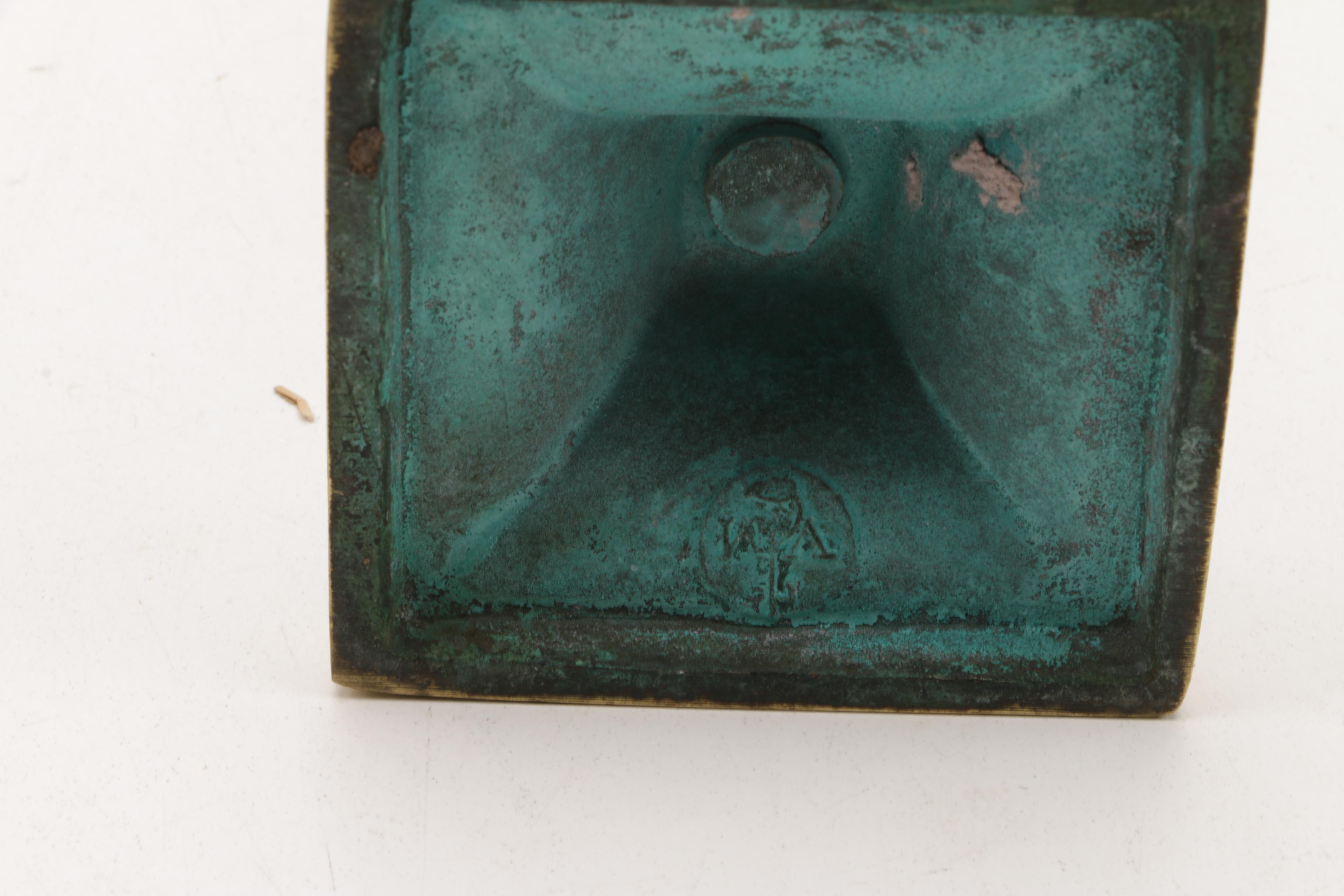 Patinated Brass Tone Candlesticks