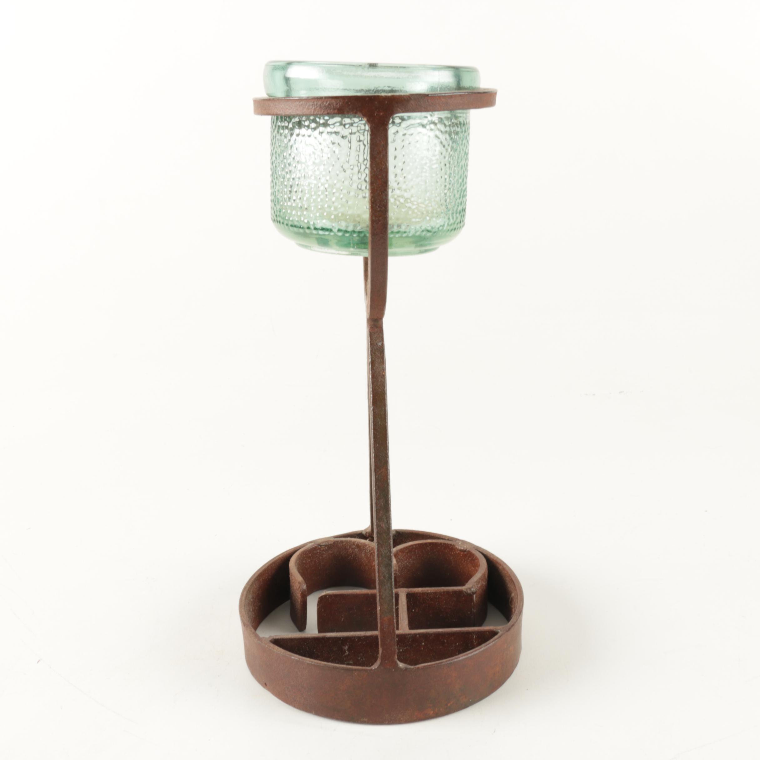 Metalwork Candle Holder From Reclaimed Cattle Brand