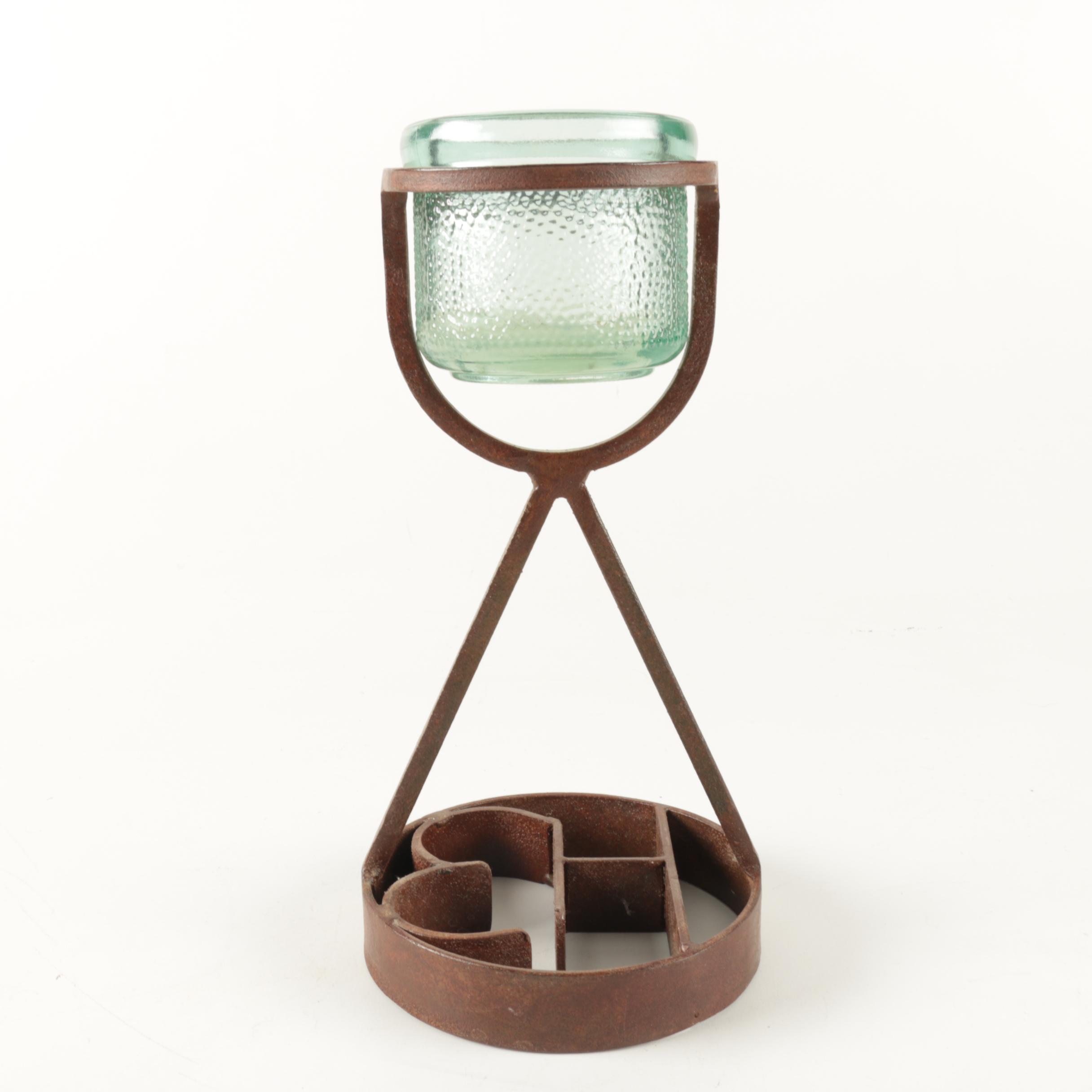 Metalwork Candle Holder From Reclaimed Cattle Brand