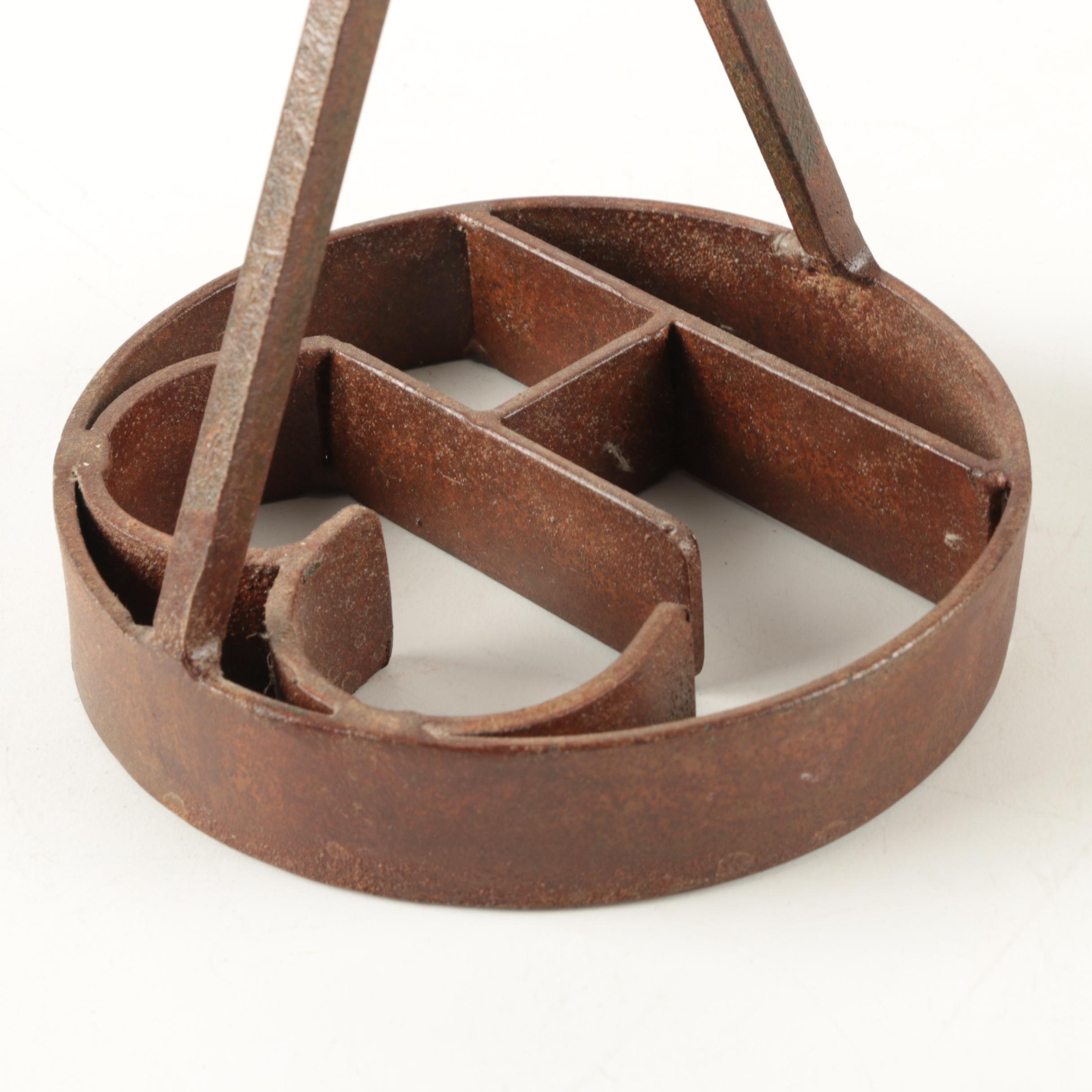 Metalwork Candle Holder From Reclaimed Cattle Brand