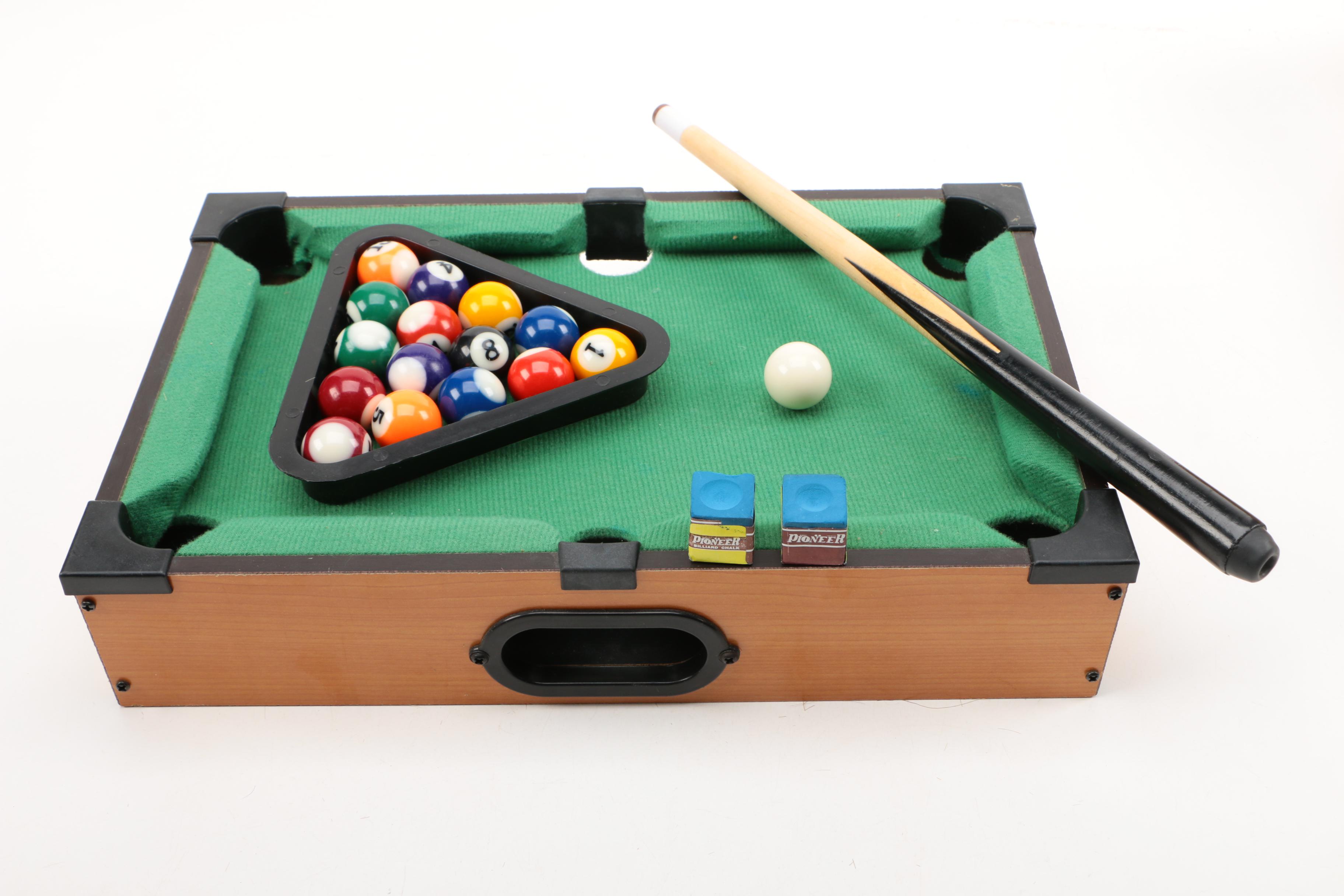 Miniature Billiards Table with Board Game Set