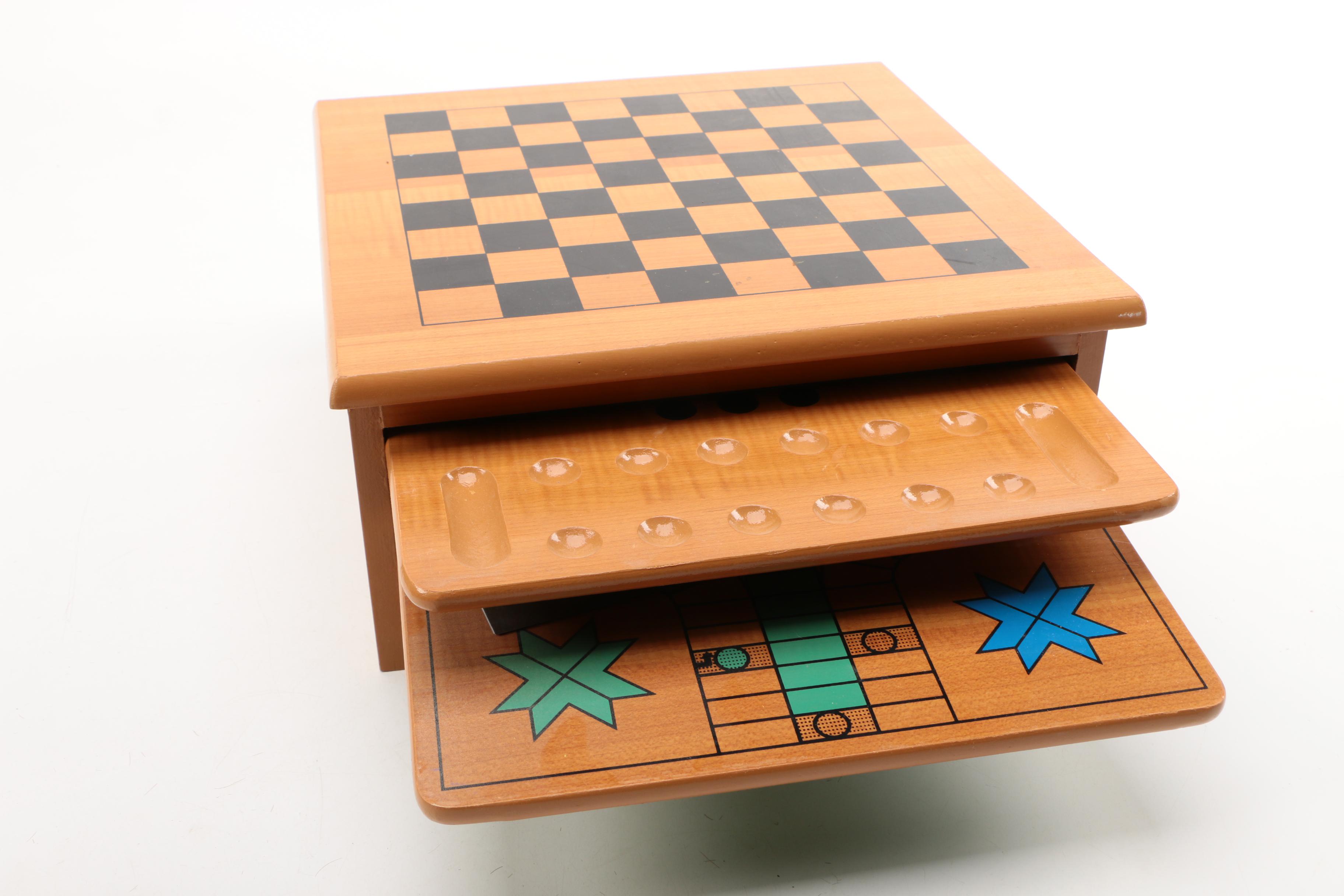 Miniature Billiards Table with Board Game Set