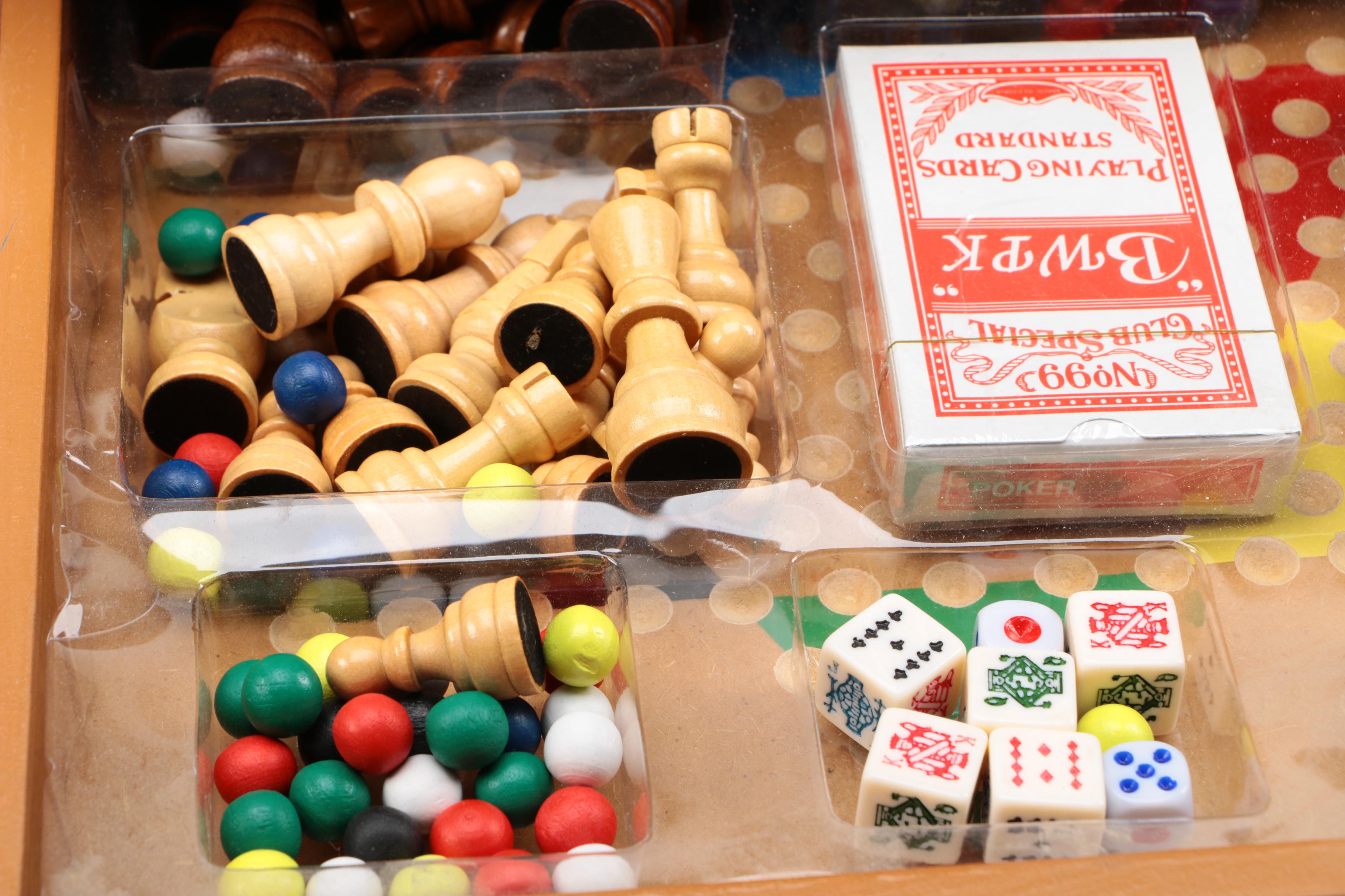 Miniature Billiards Table with Board Game Set