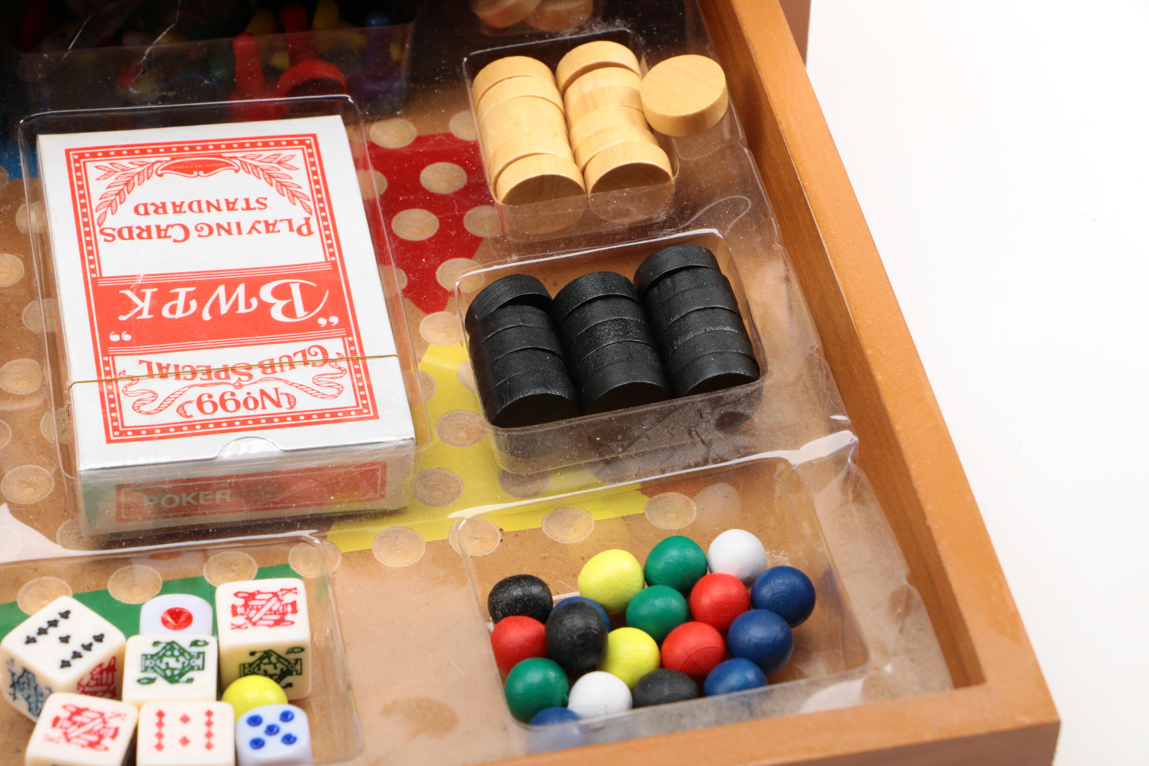 Miniature Billiards Table with Board Game Set