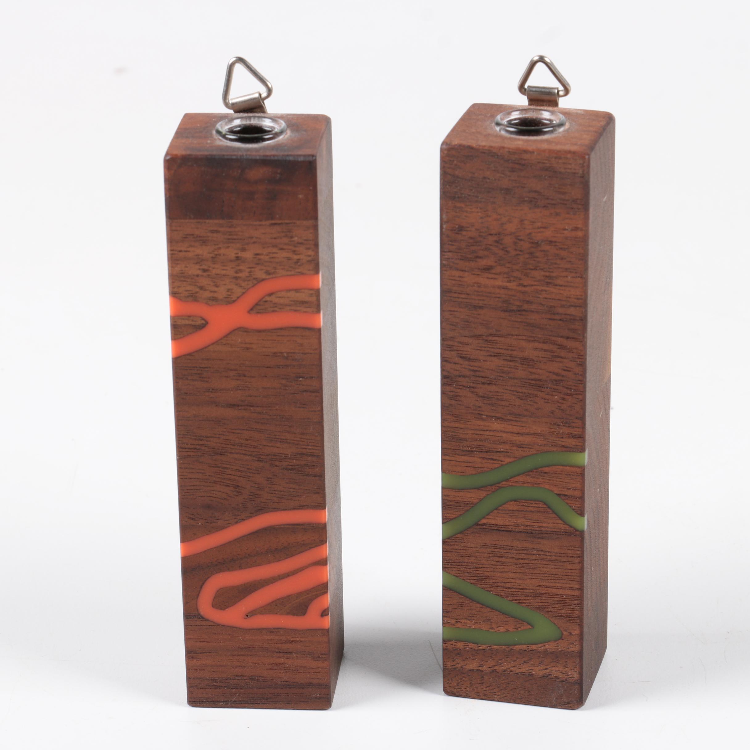 Brian David Johnson Inlaid Walnut Vases
