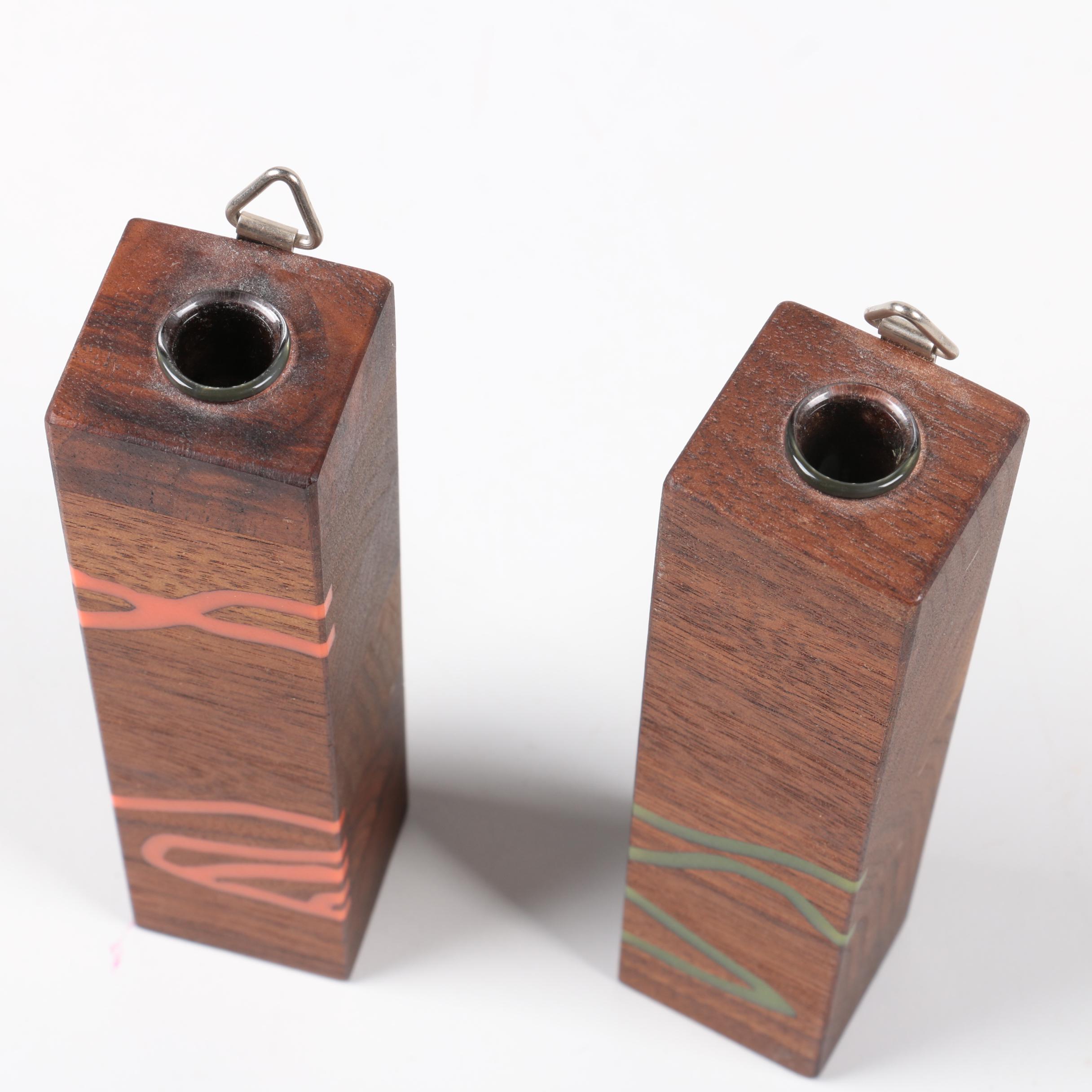 Brian David Johnson Inlaid Walnut Vases