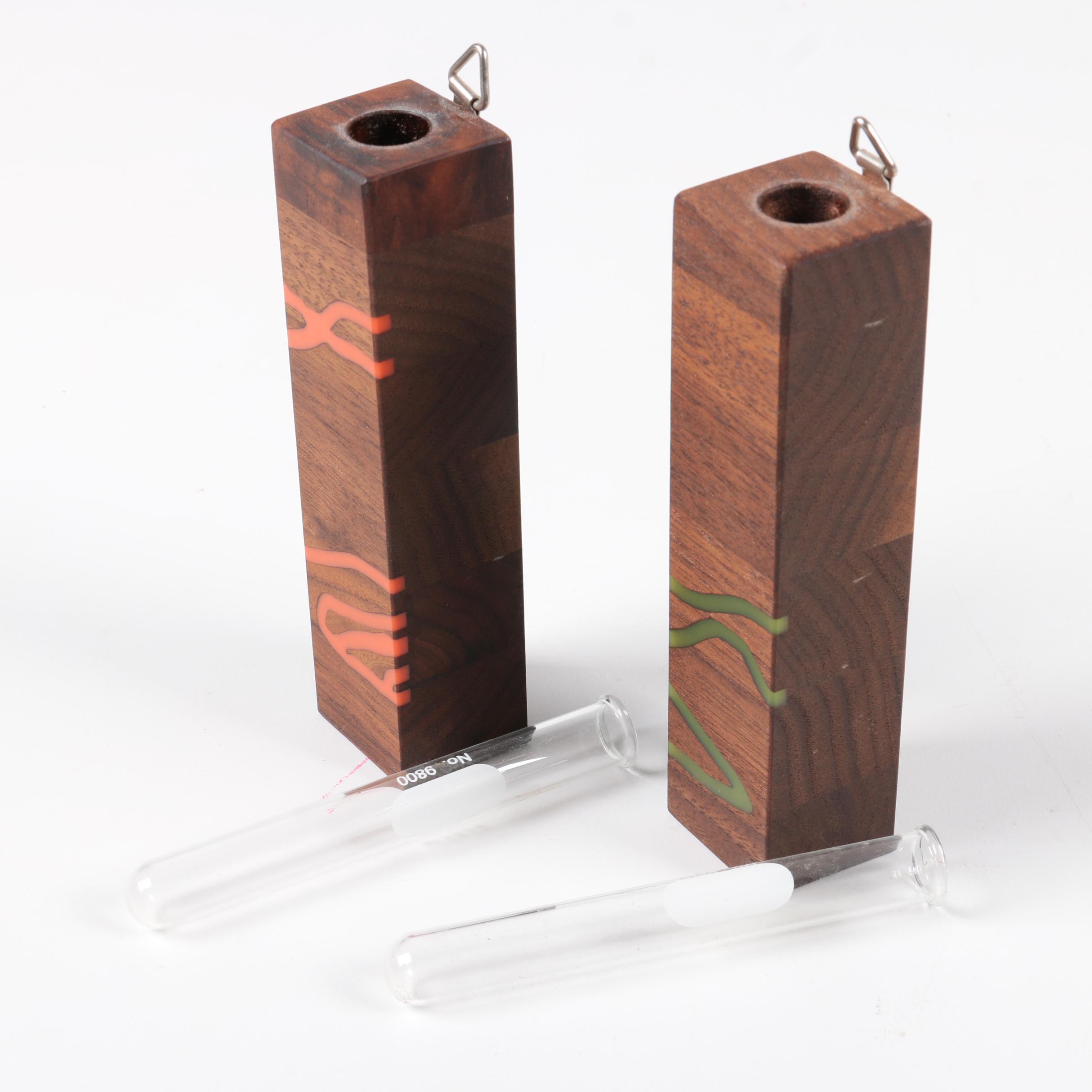 Brian David Johnson Inlaid Walnut Vases