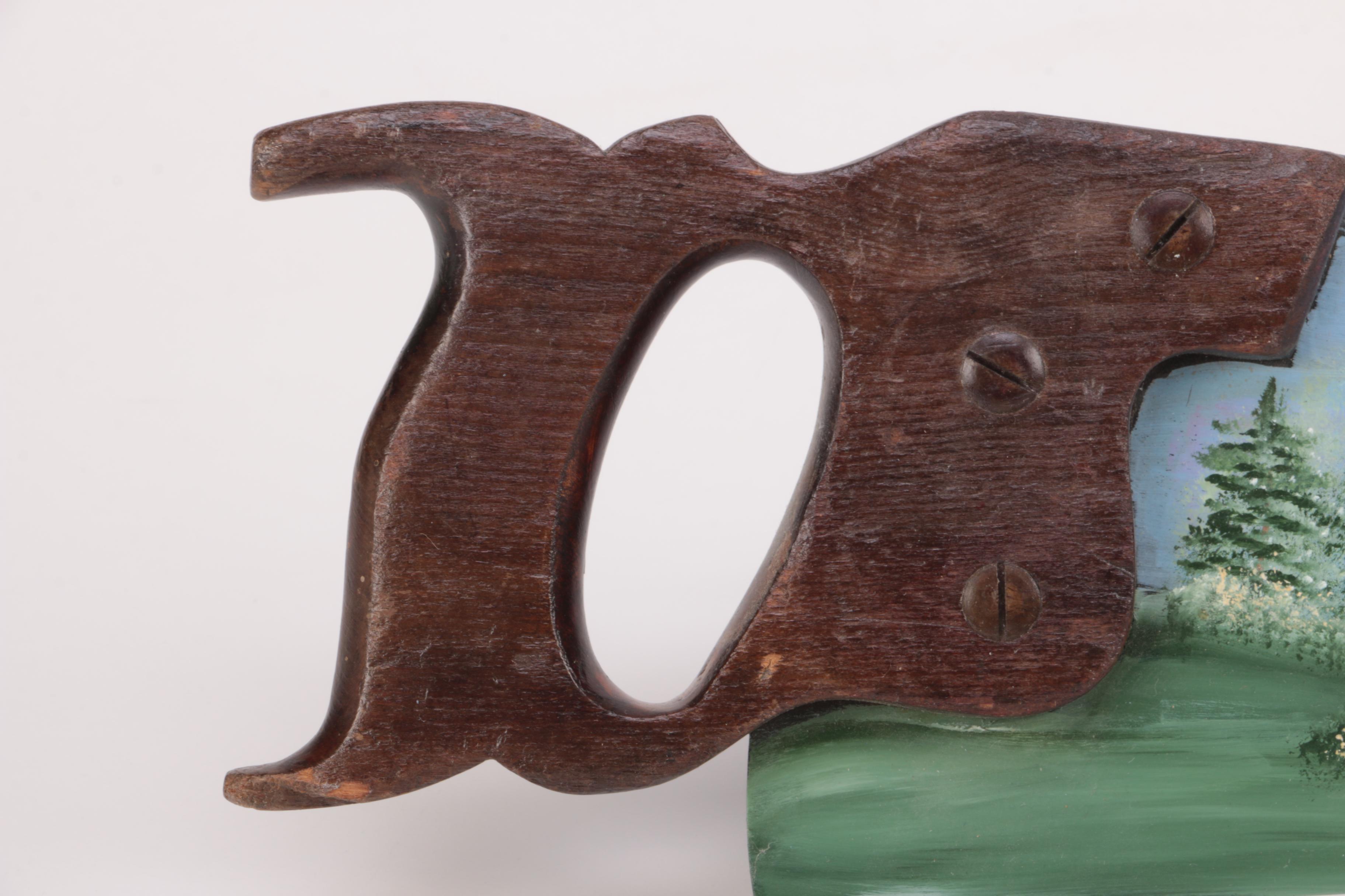JTR Painting of a Farm Scene on a Handsaw