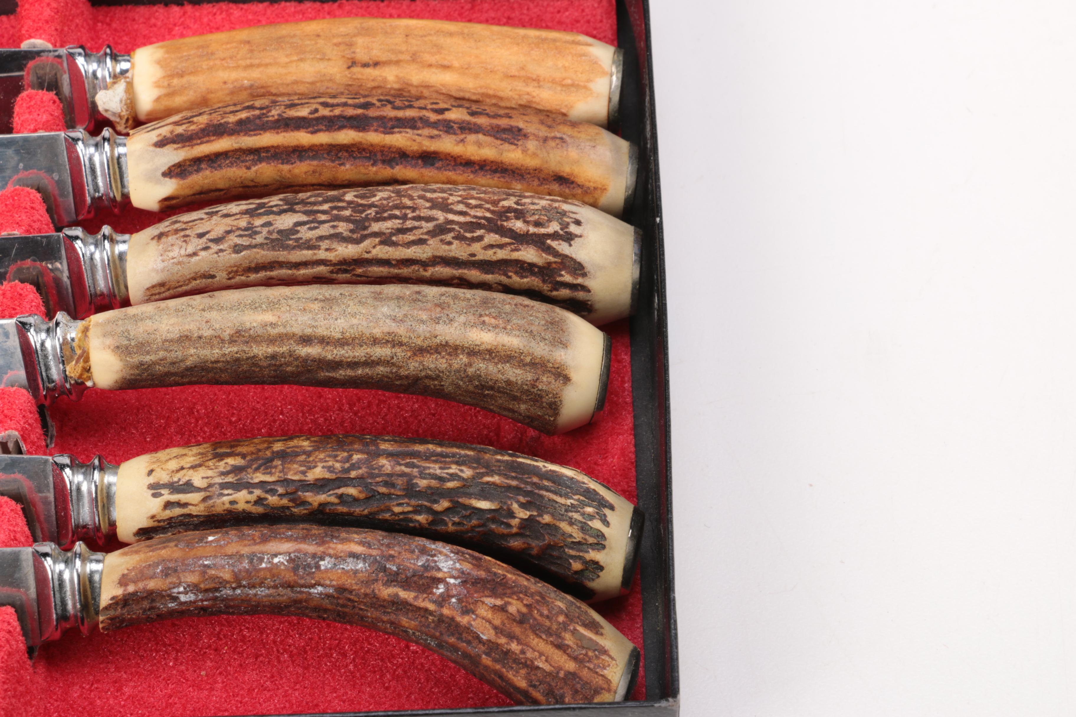 Hoffritz Antler Handle Carving Knife Set and Steak Knife Set