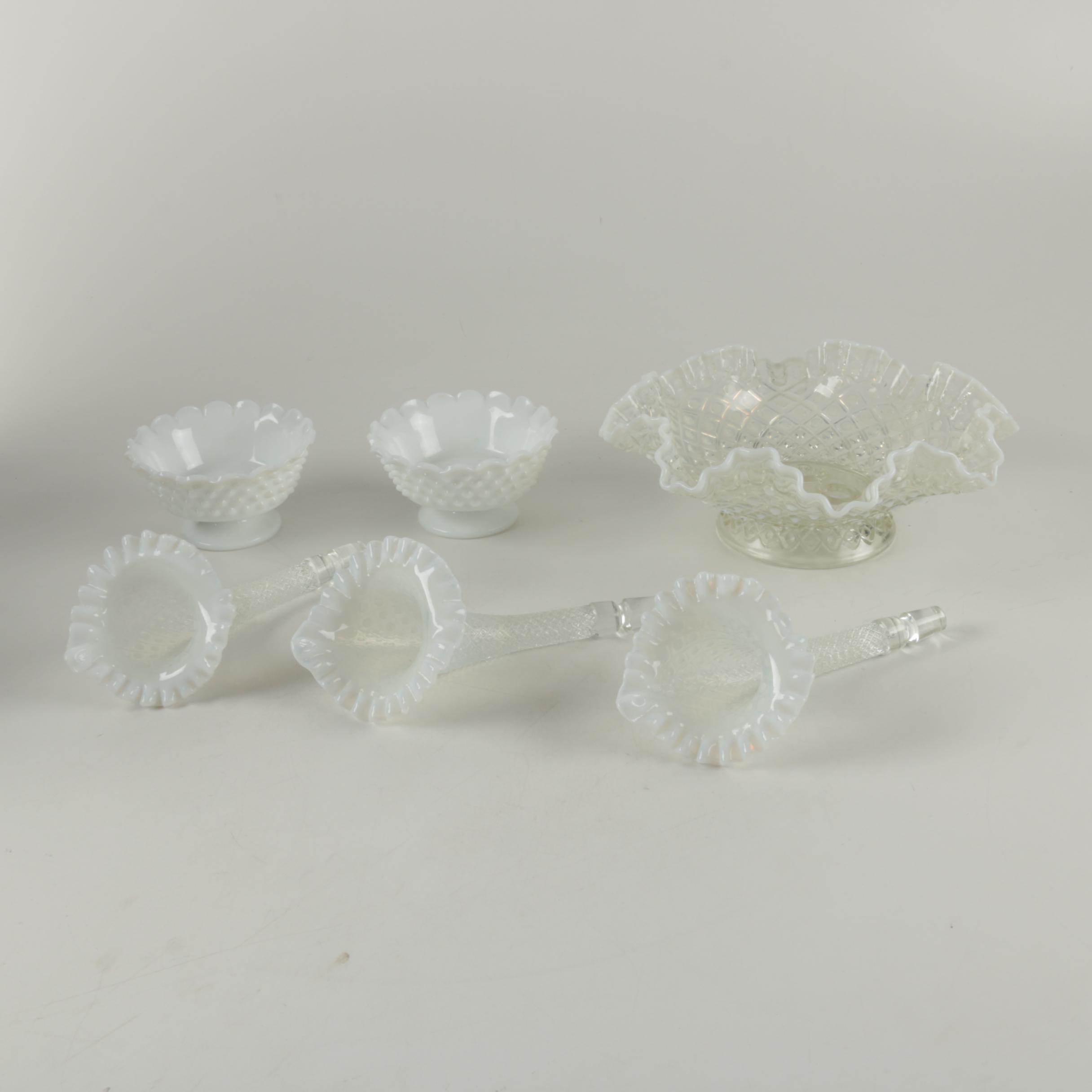 Fenton "Diamond Lace" Epergne Ruffled Bowl