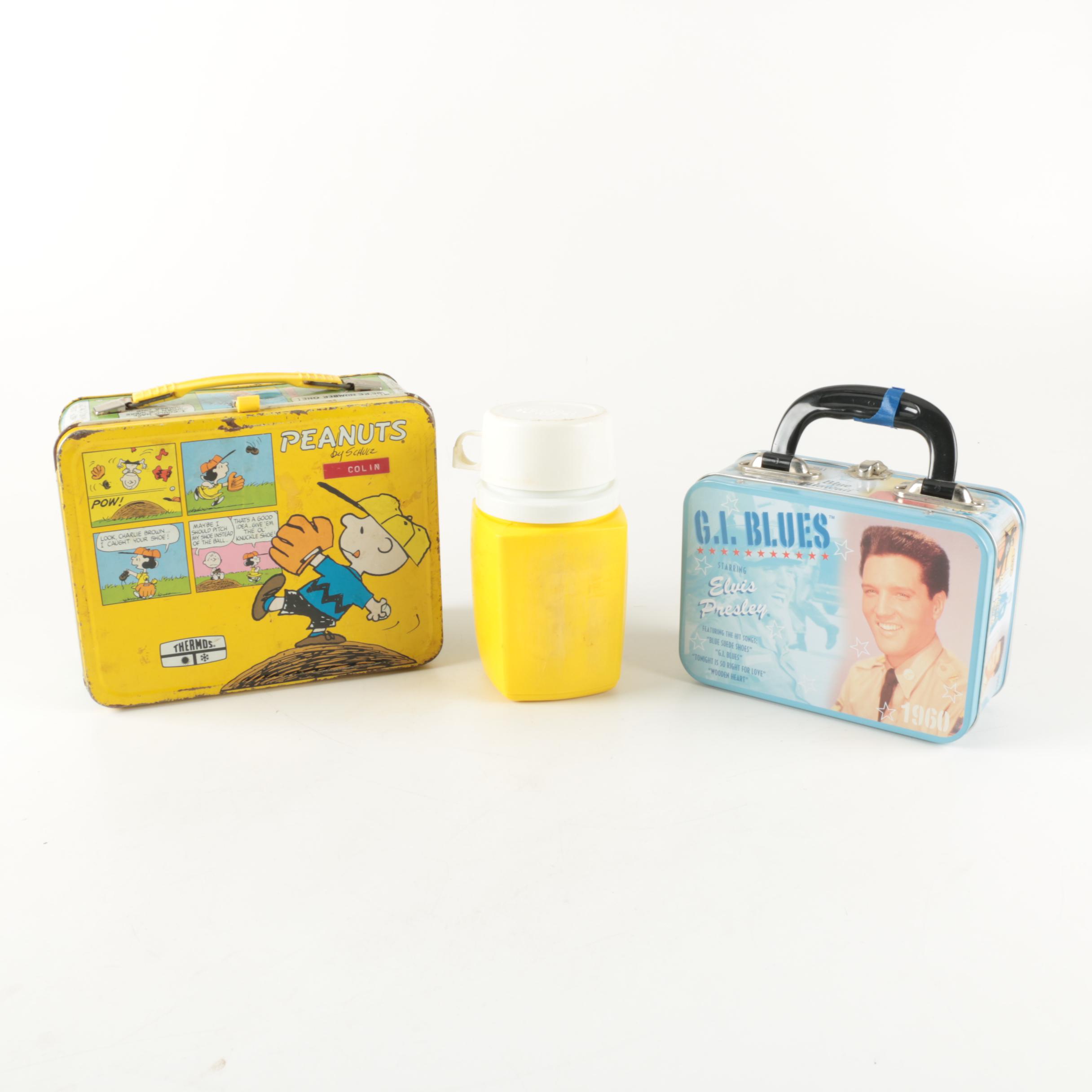 Peanuts and Elvis Presley Metal Lunch Boxes