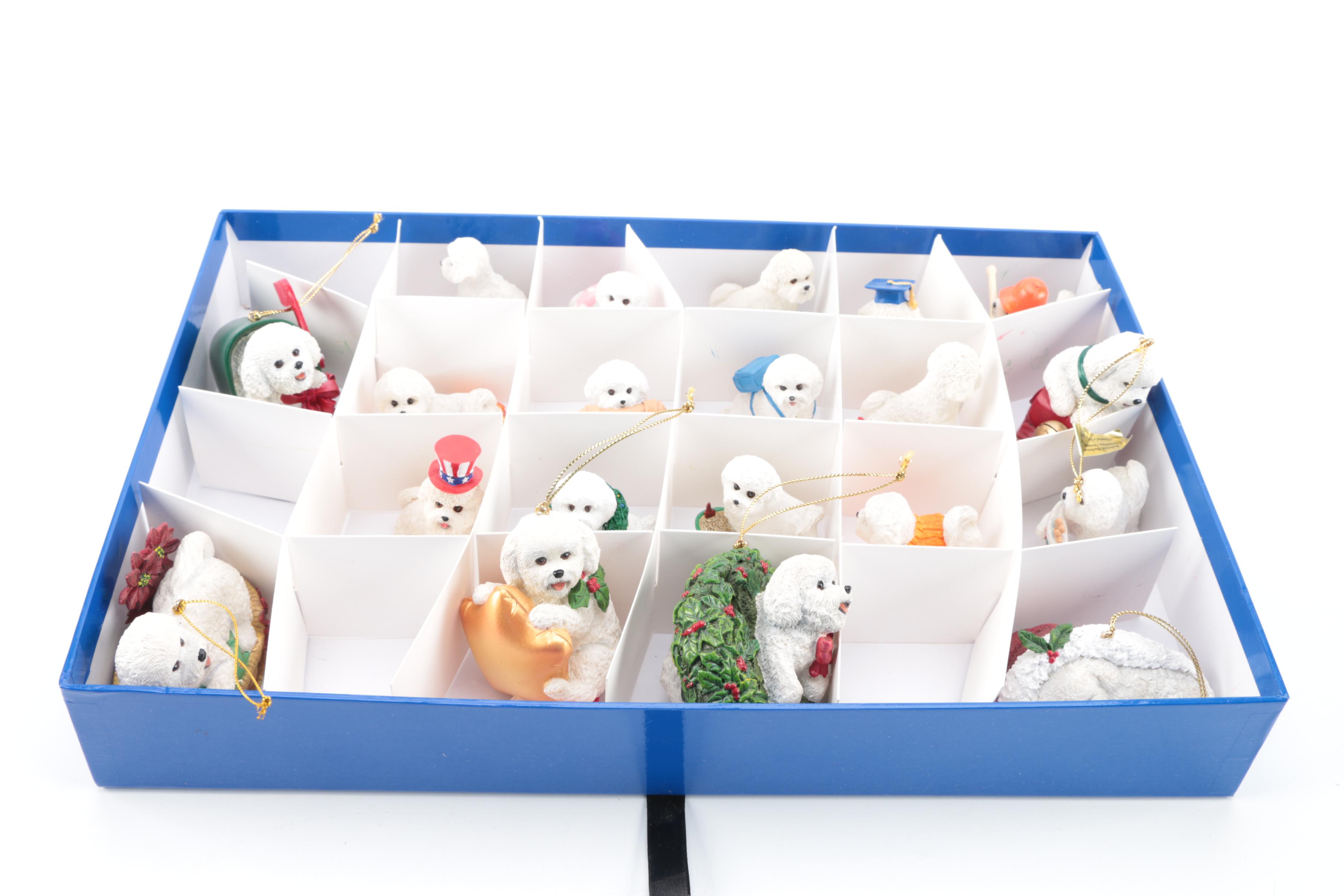 Bichon Frise Dog Ornaments and Fitz and Floyd Santa Pitcher