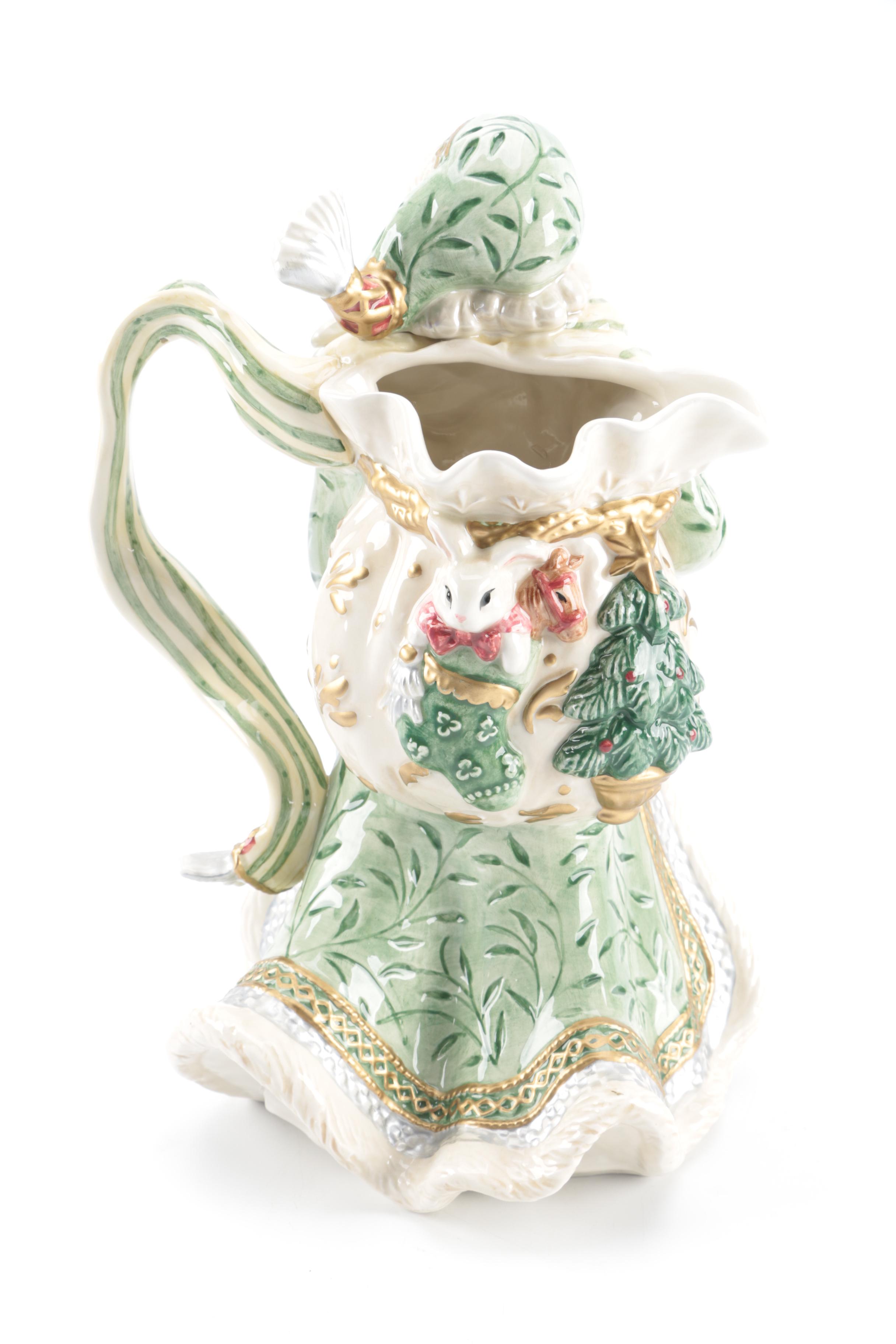 Bichon Frise Dog Ornaments and Fitz and Floyd Santa Pitcher