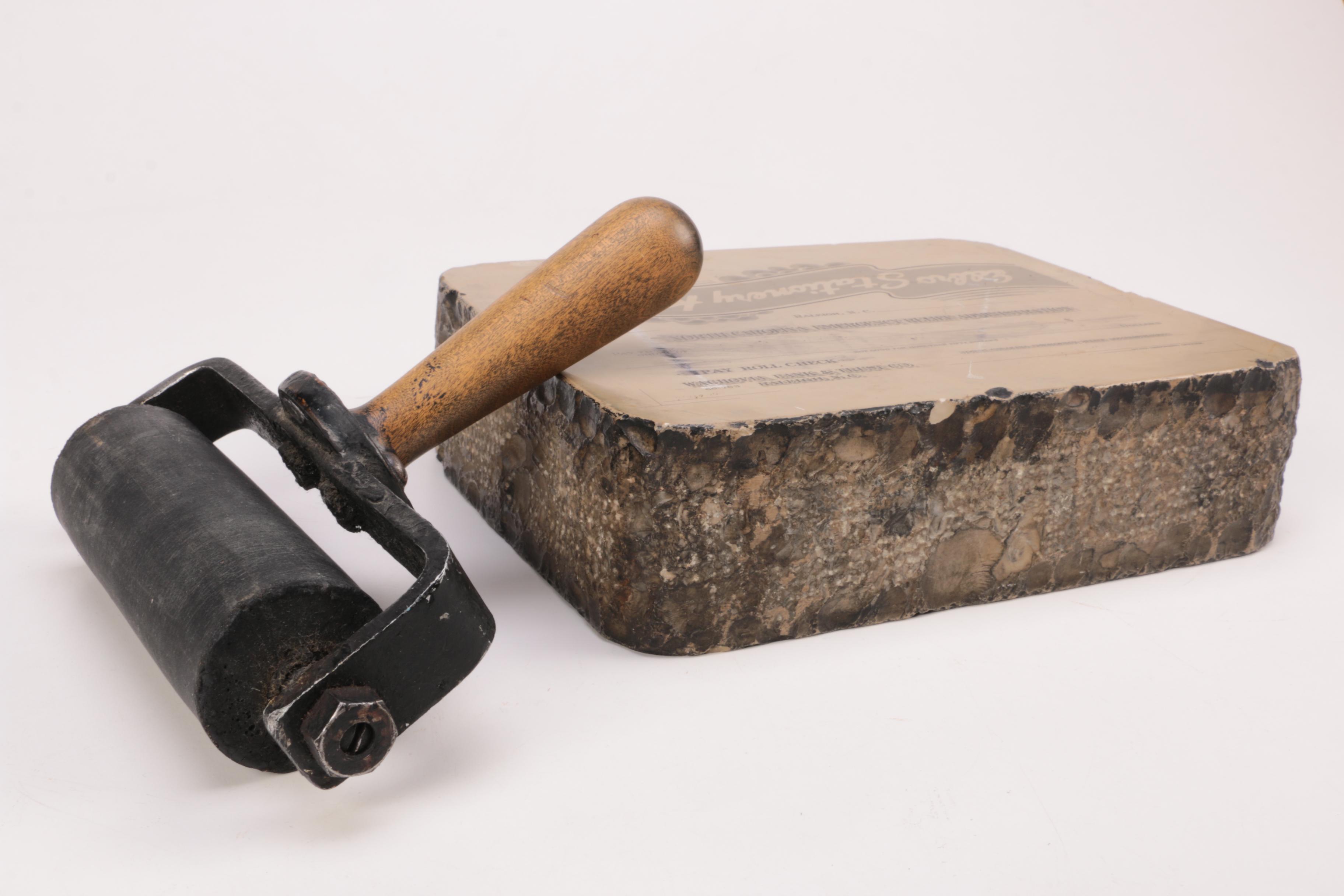 Lithograph Stone and Roller