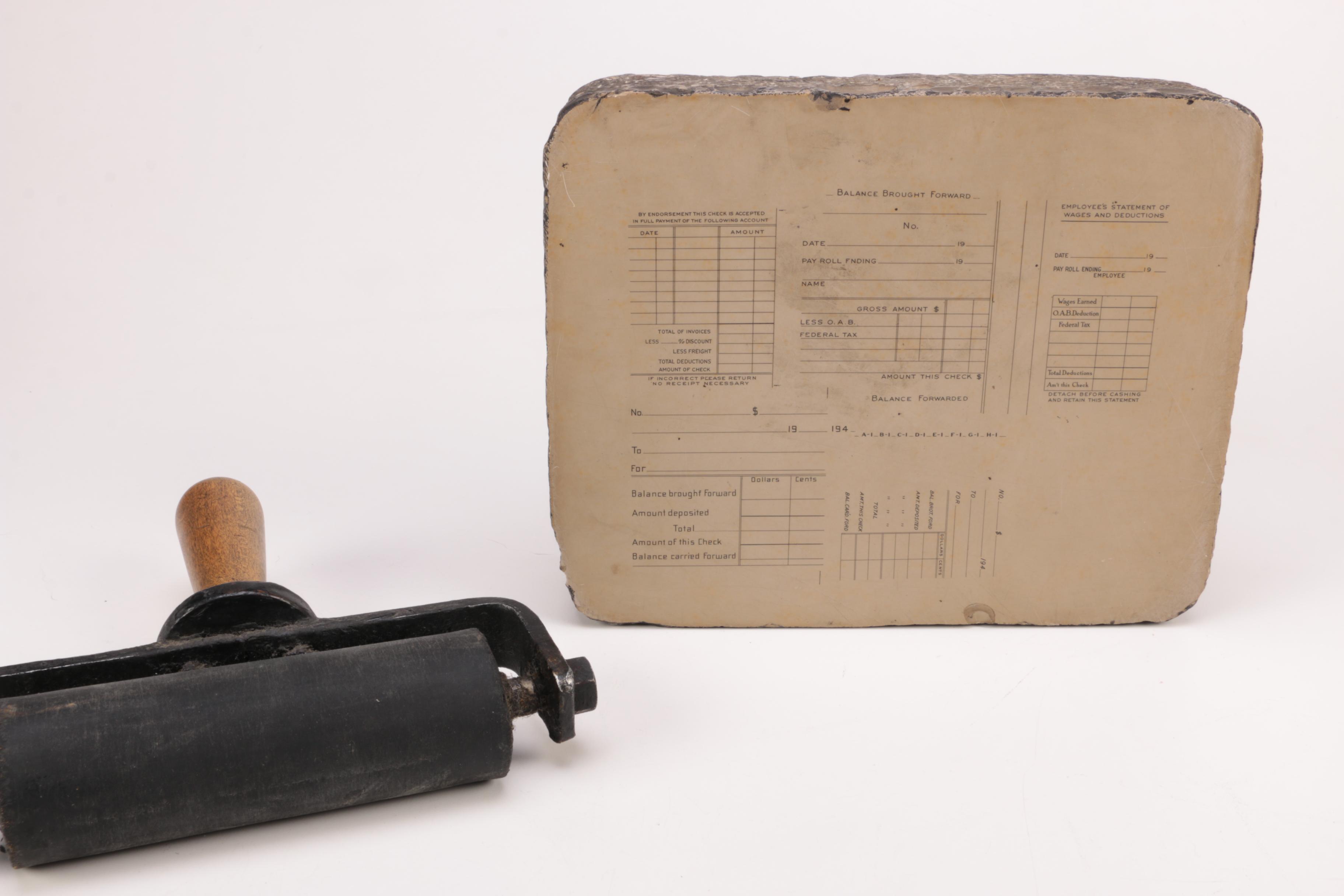 Lithograph Stone and Roller