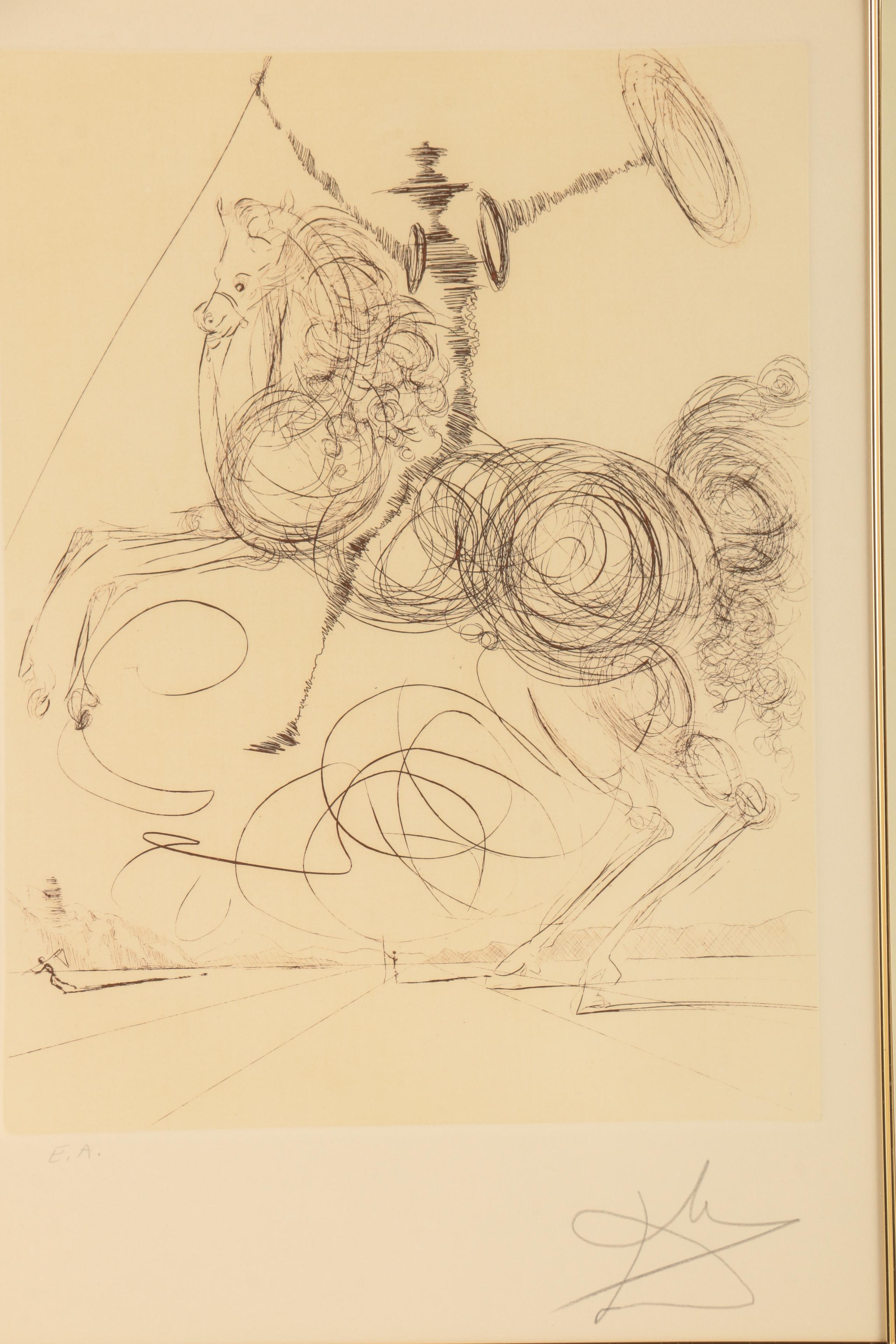 Salvador Dali Artist Proof Etching "Don Quixote"