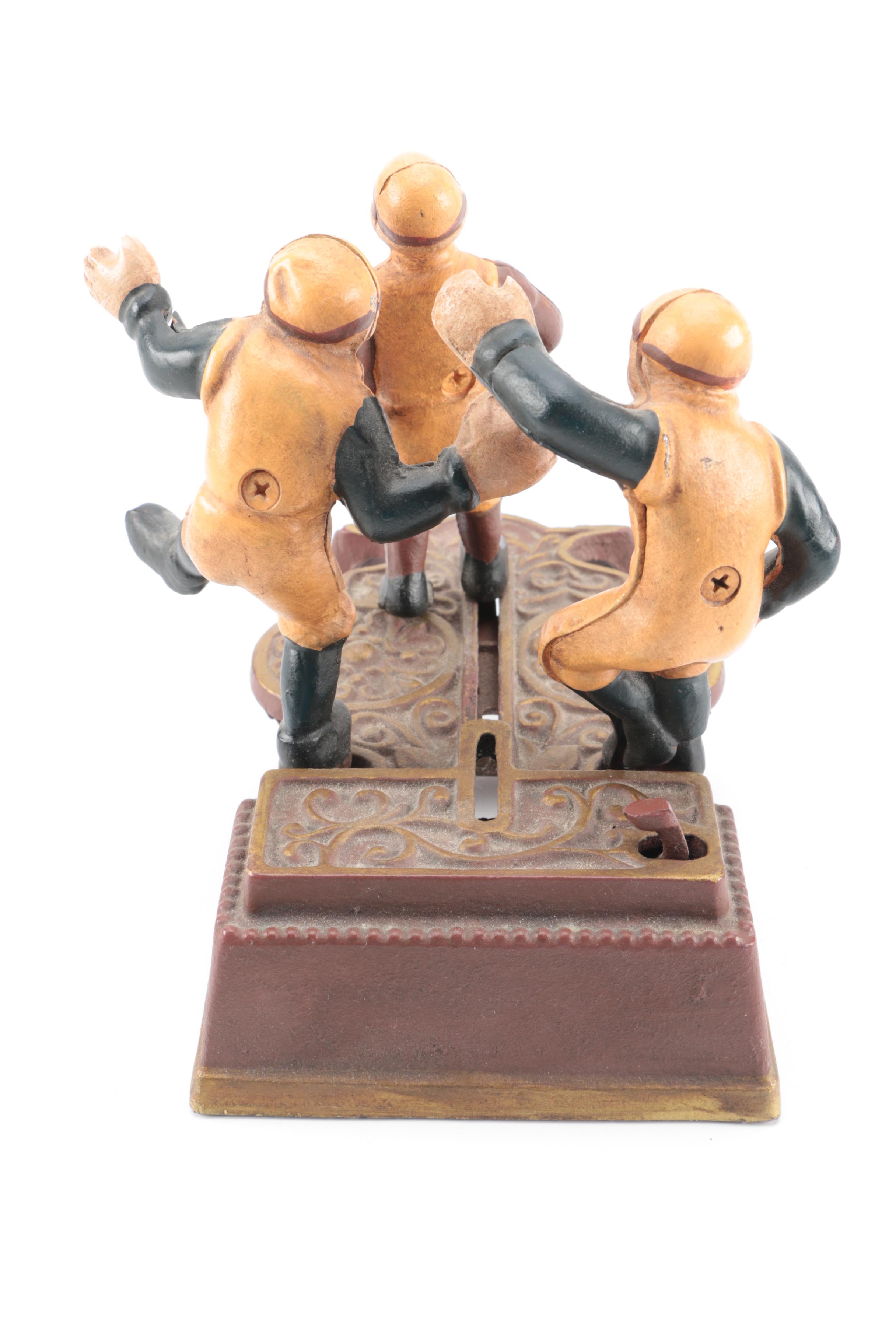 Circa (1905) Cast Iron Mechanical Football Bank