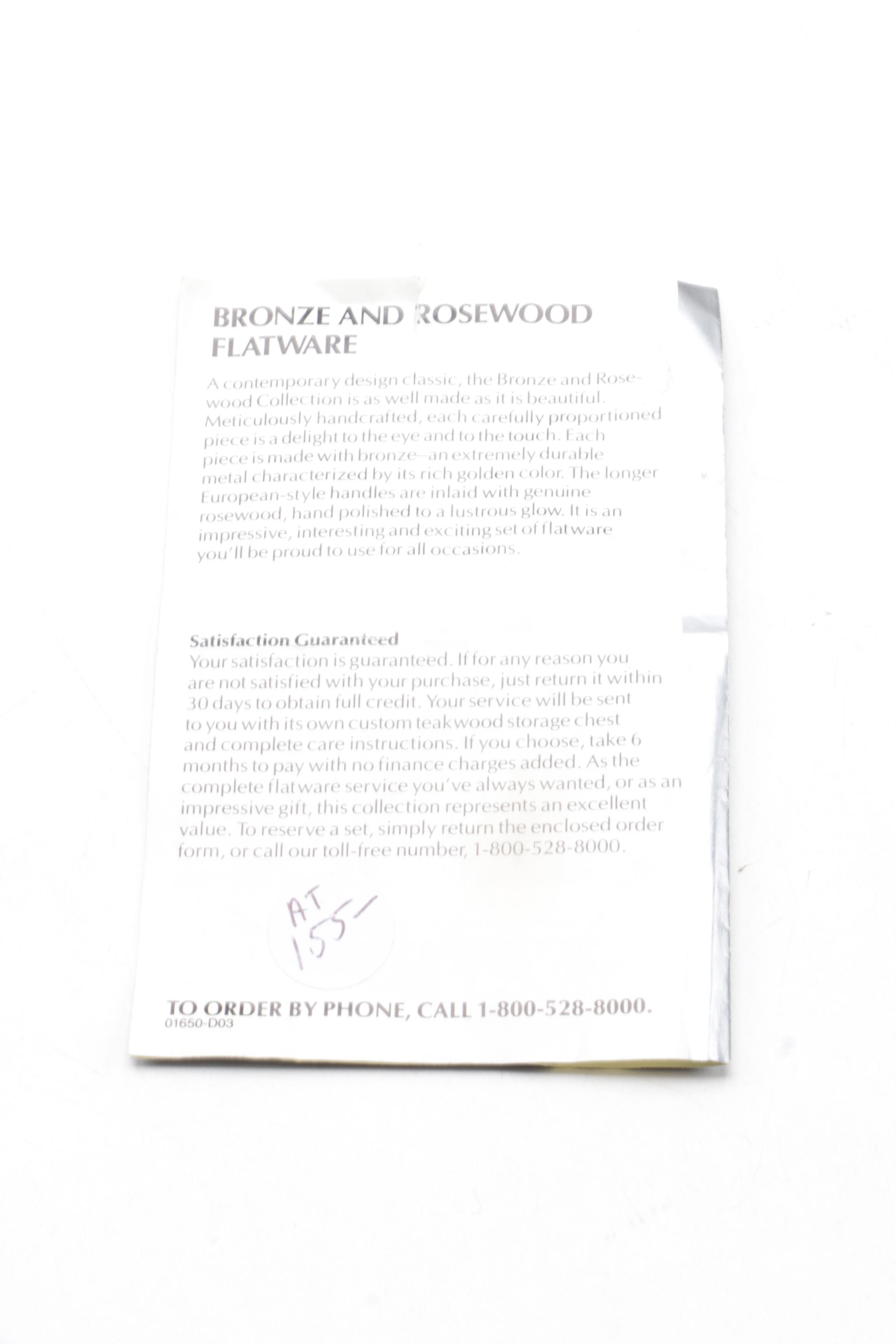 Set of Vintage Bronze and Rosewood Flatware