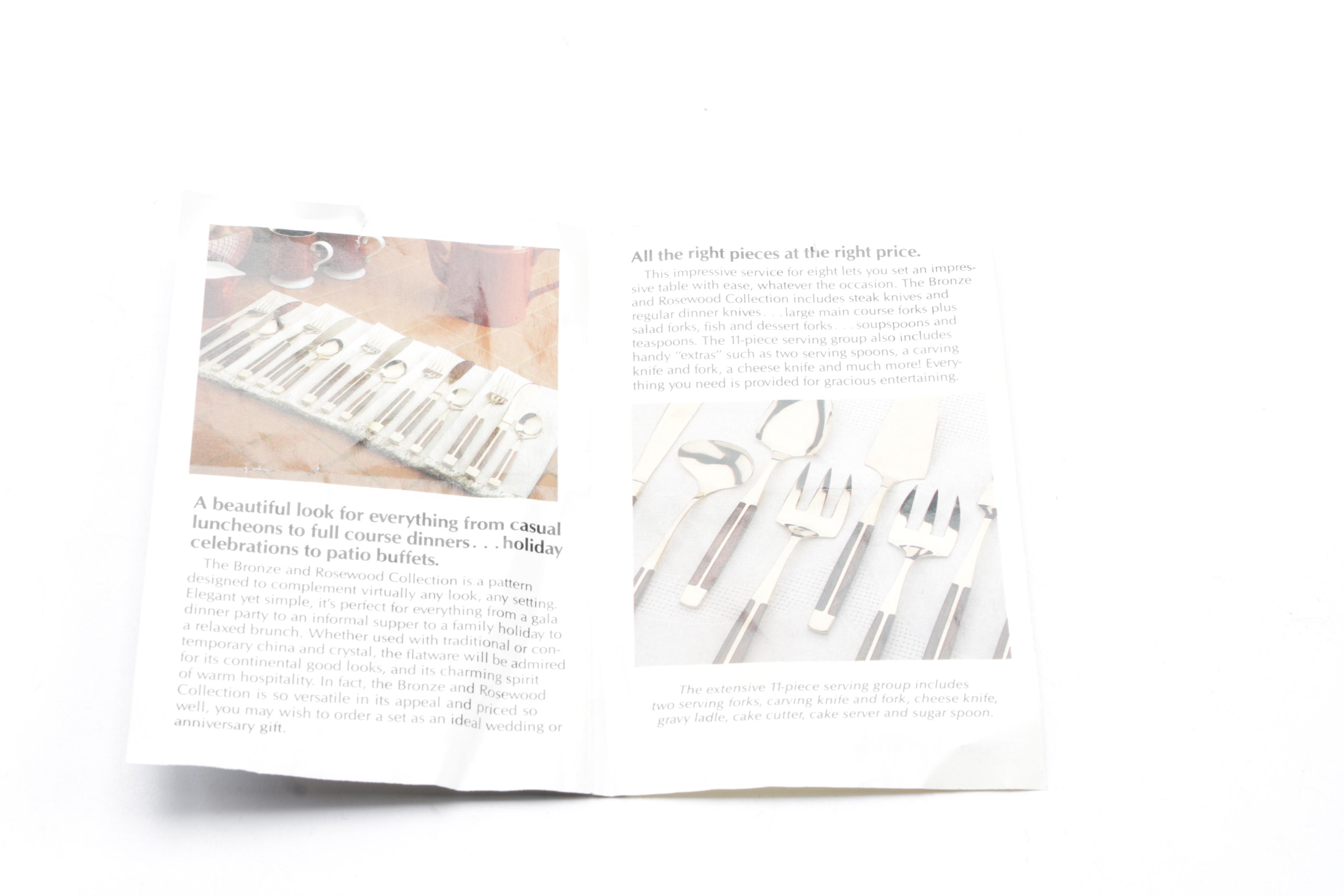 Set of Vintage Bronze and Rosewood Flatware