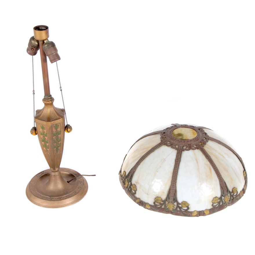 Solid Brass Lamp and Glass Shade