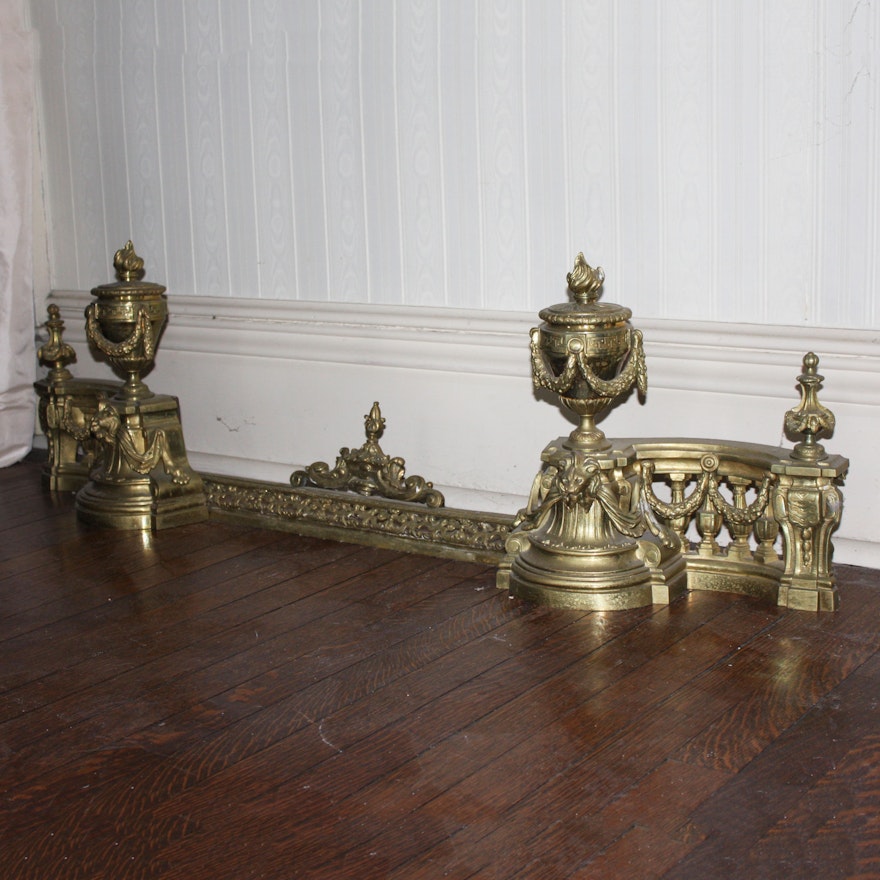 Brass Tone Architectural Fireplace Fender