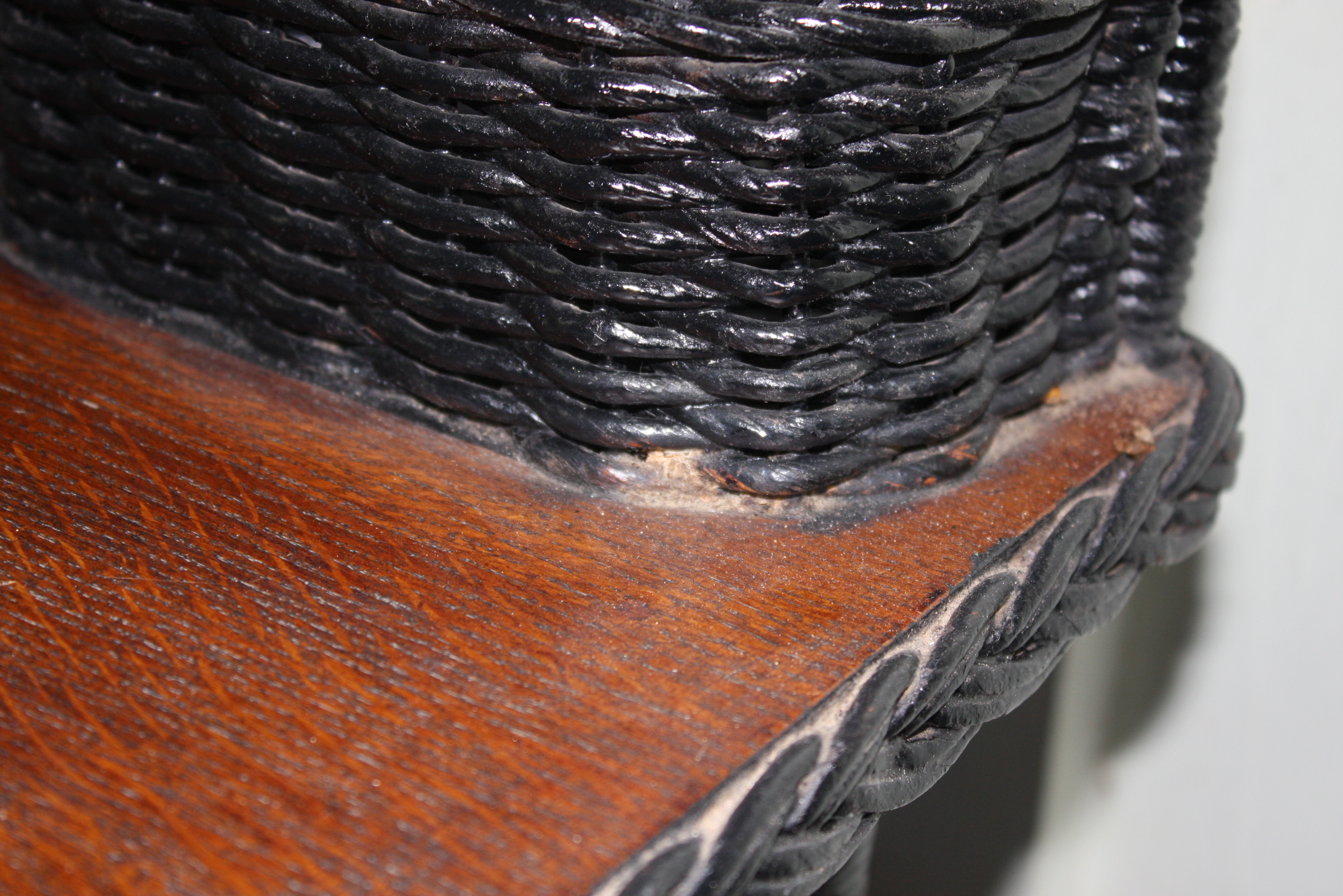 Black Wicker Desk and Chair