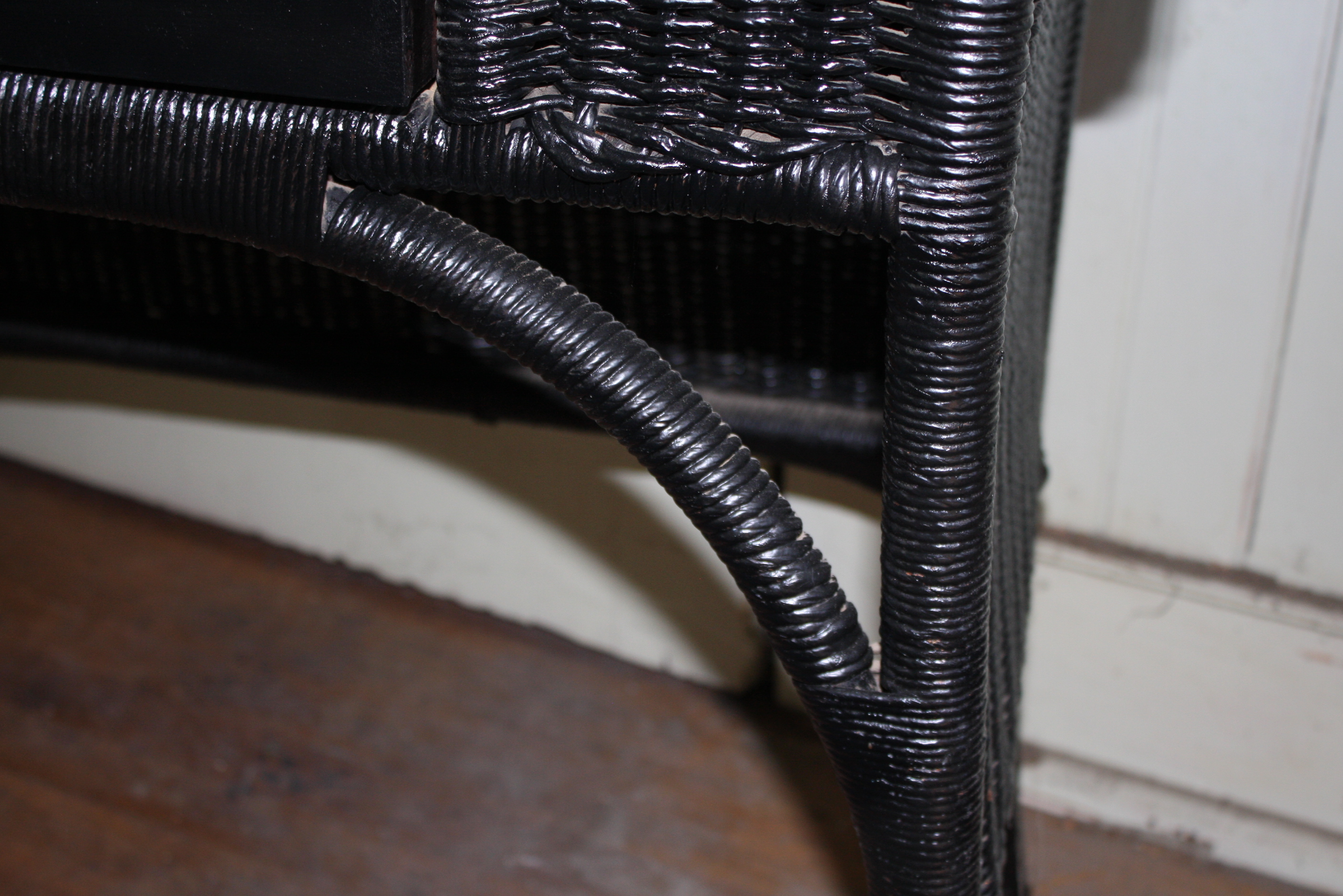 Black Wicker Desk and Chair