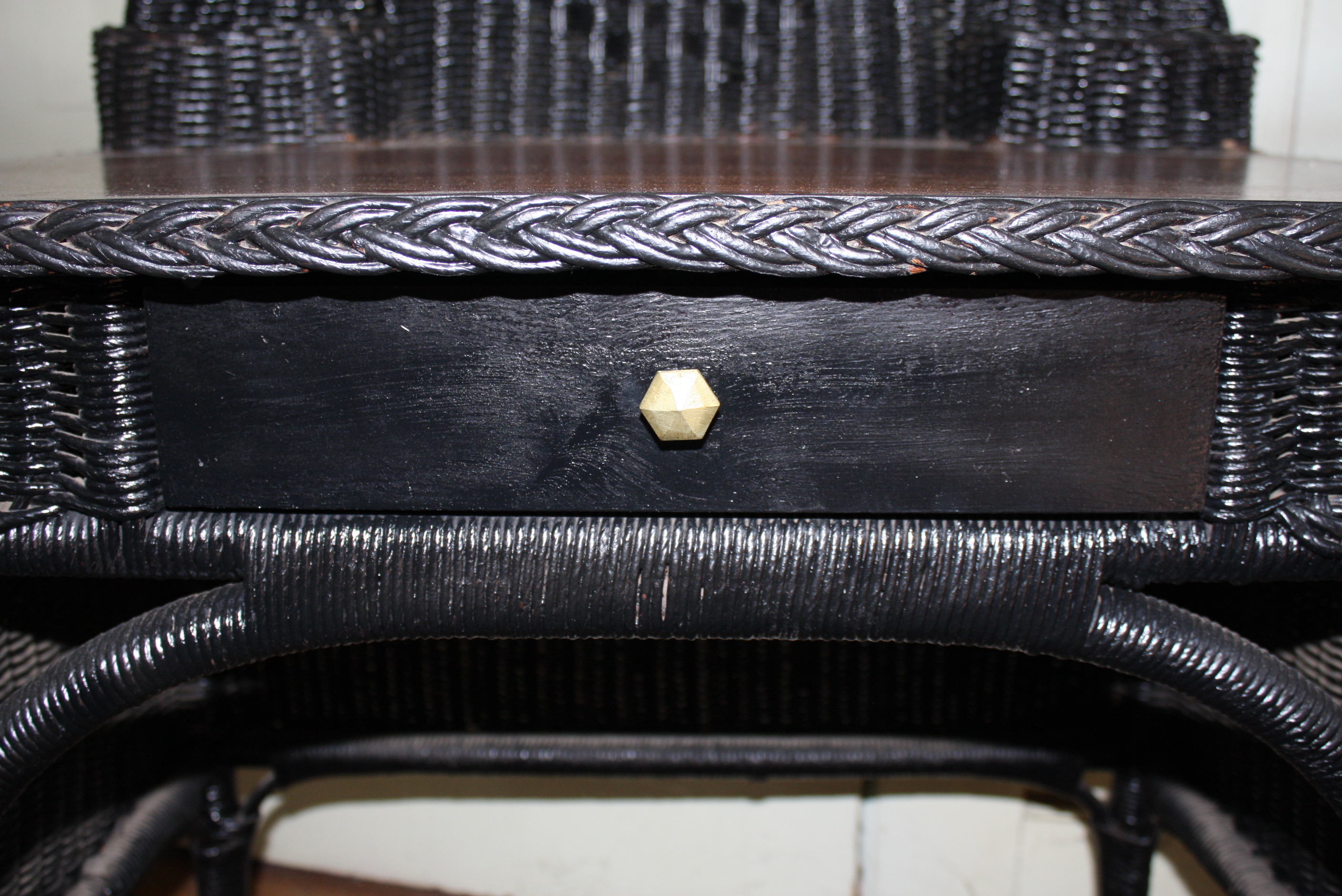 Black Wicker Desk and Chair