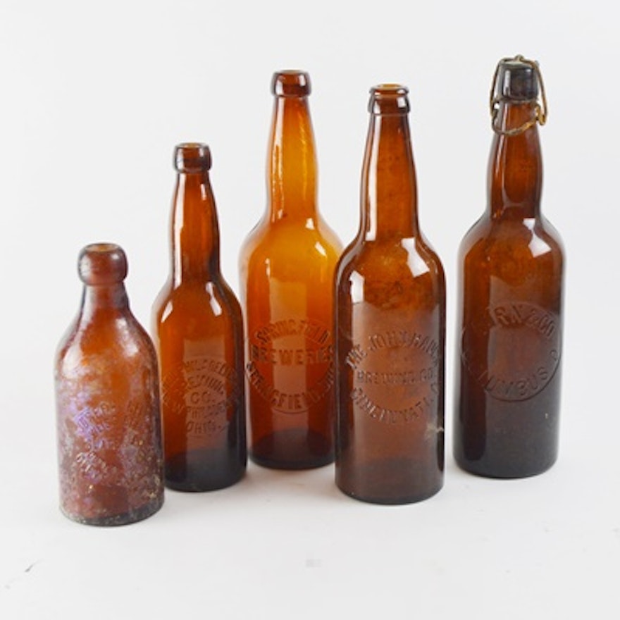 Vintage Amber Glass Bottles