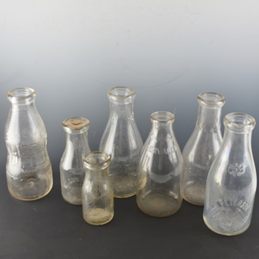 Vintage Glass Milk Bottles