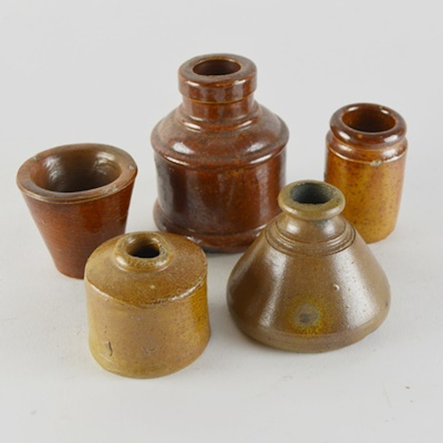 Vintage Stoneware Inkwells