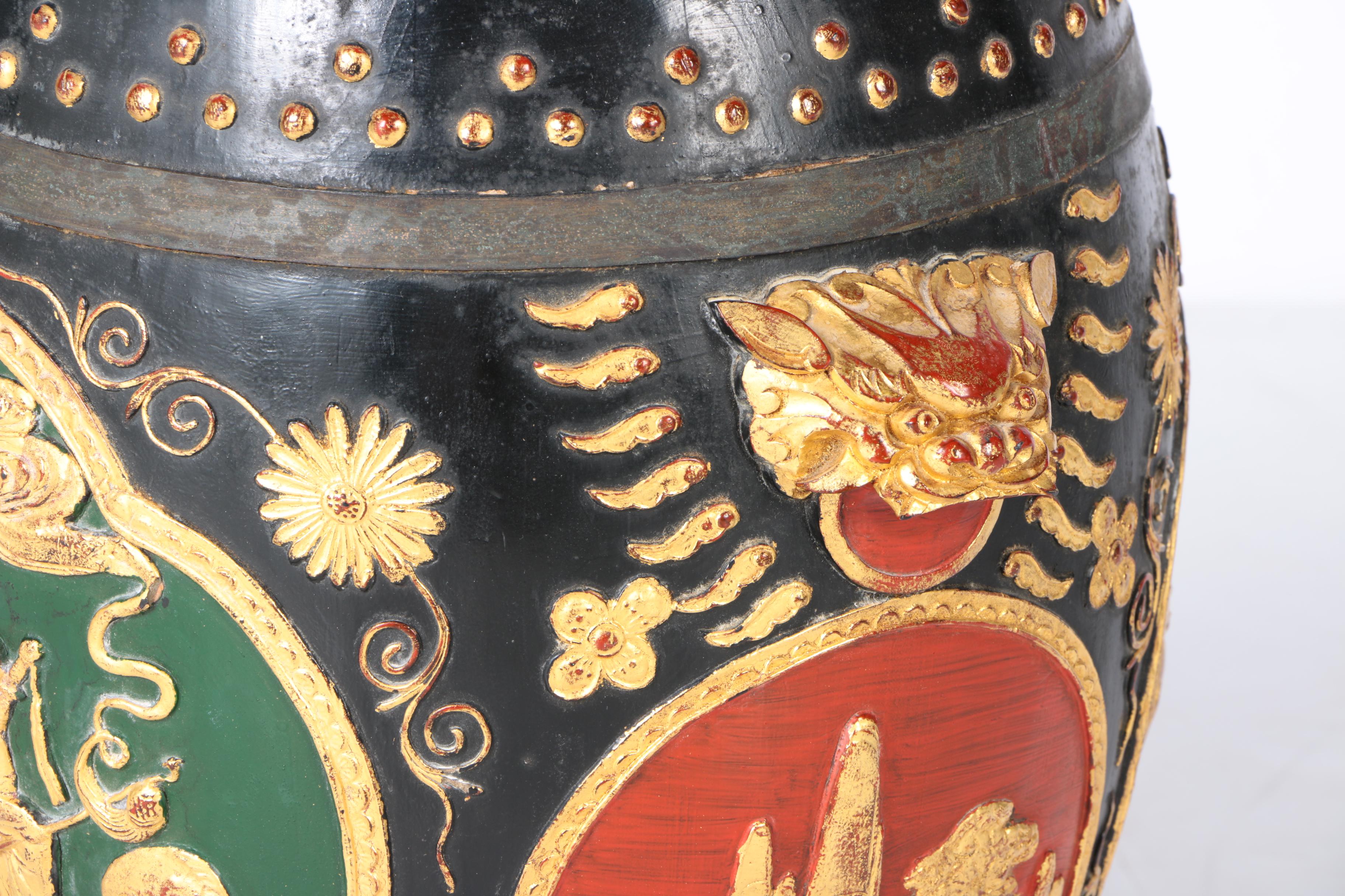 Chinese Garden Stool Form Wooden Storage Box