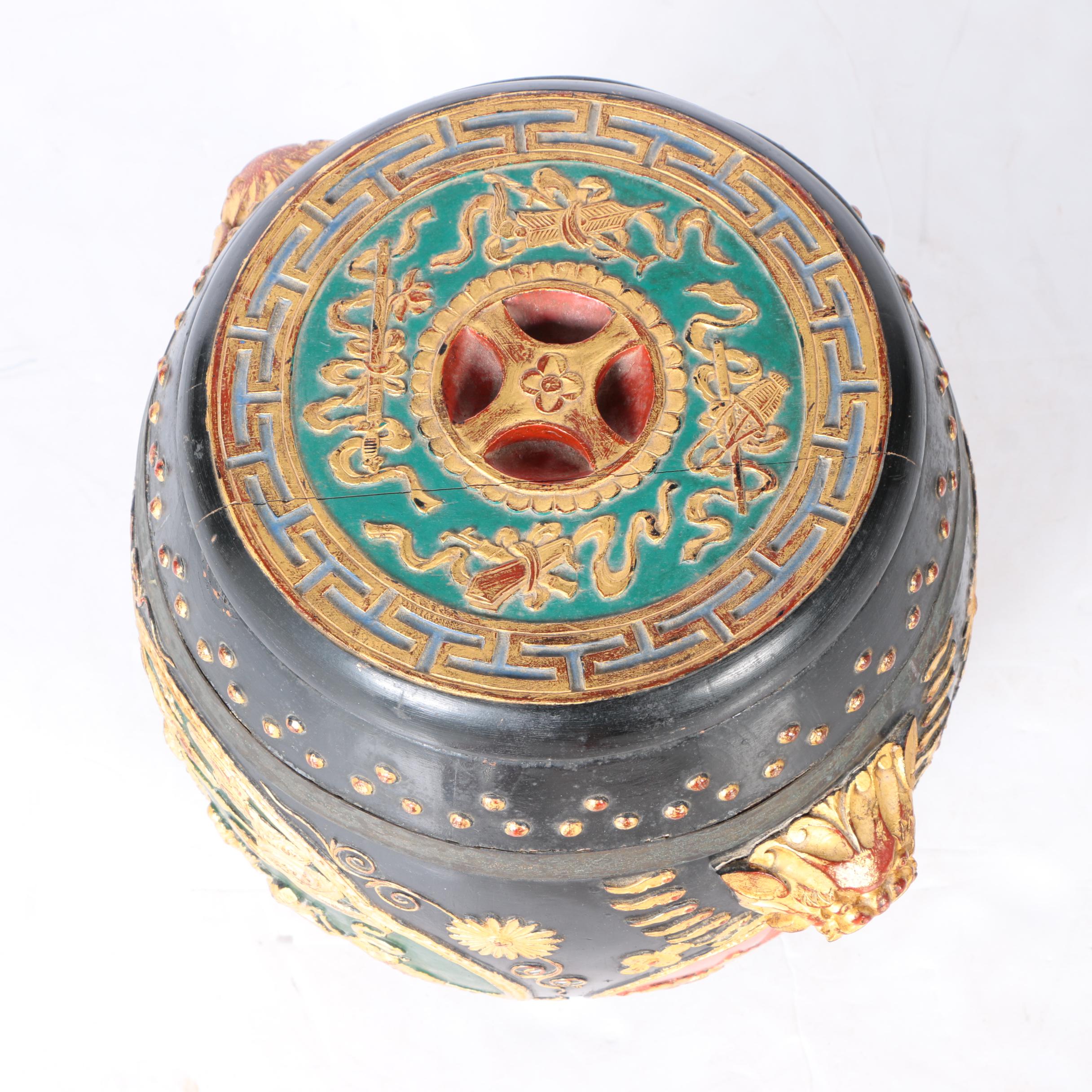 Chinese Garden Stool Form Wooden Storage Box