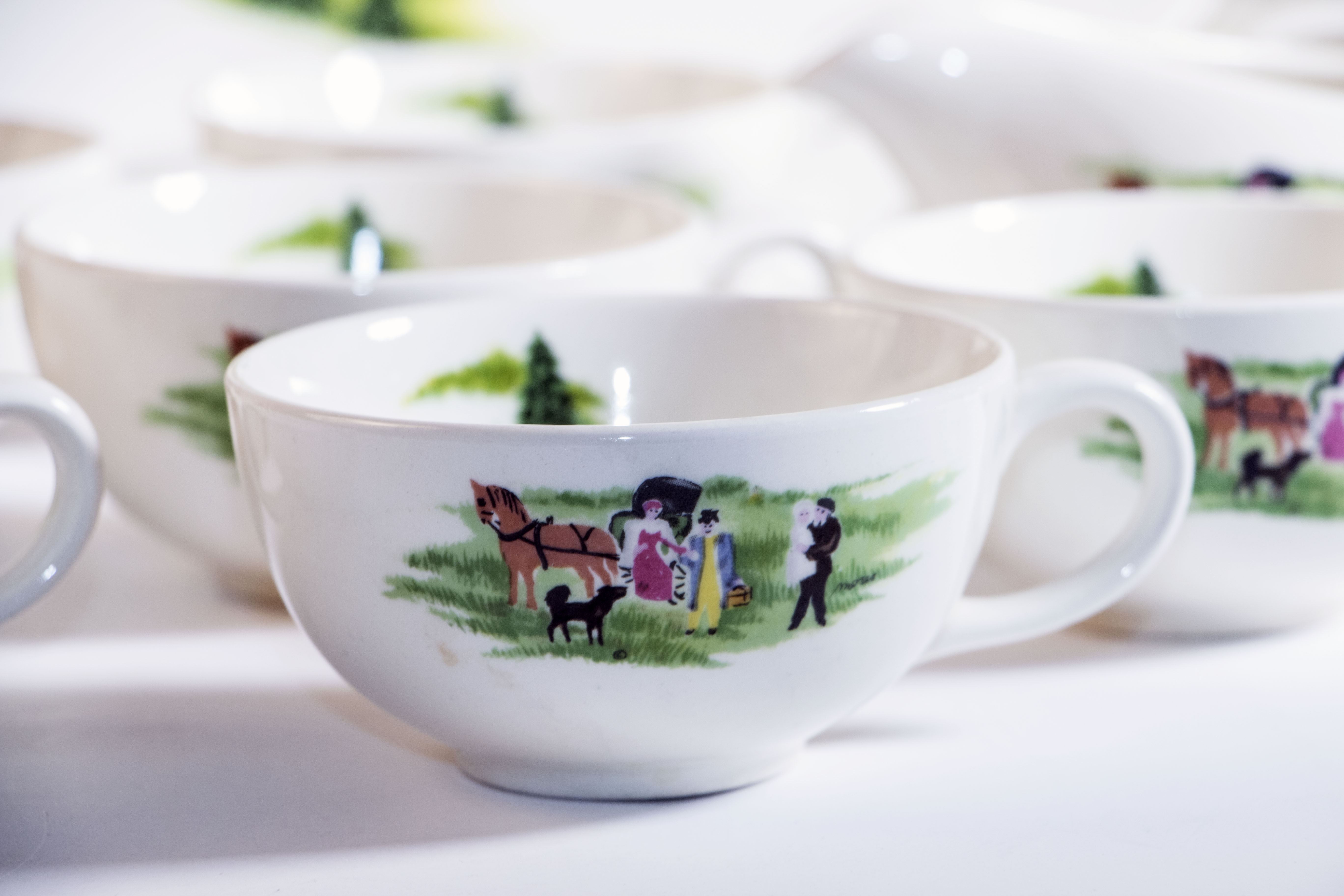 1950s Grandma Moses for Crown Potteries Ceramic Tableware